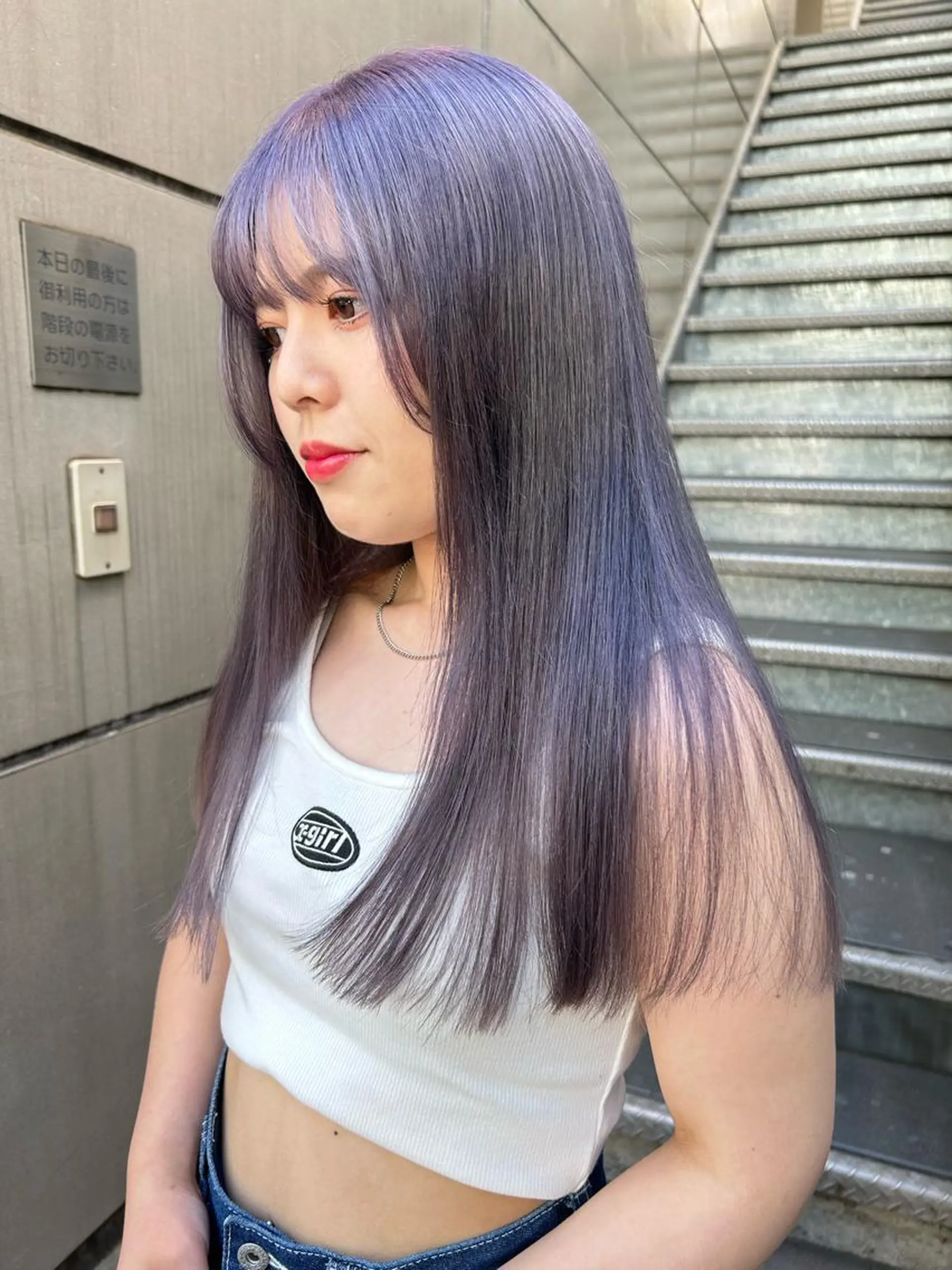 ロング カラー グレージュ ラベンダーカラー ラベンダーグレージュ ラベンダーグレー カット ヘアカラー トリートメント 🧸艶々韓国ヘア 🧁mizunaのヘアスタイル