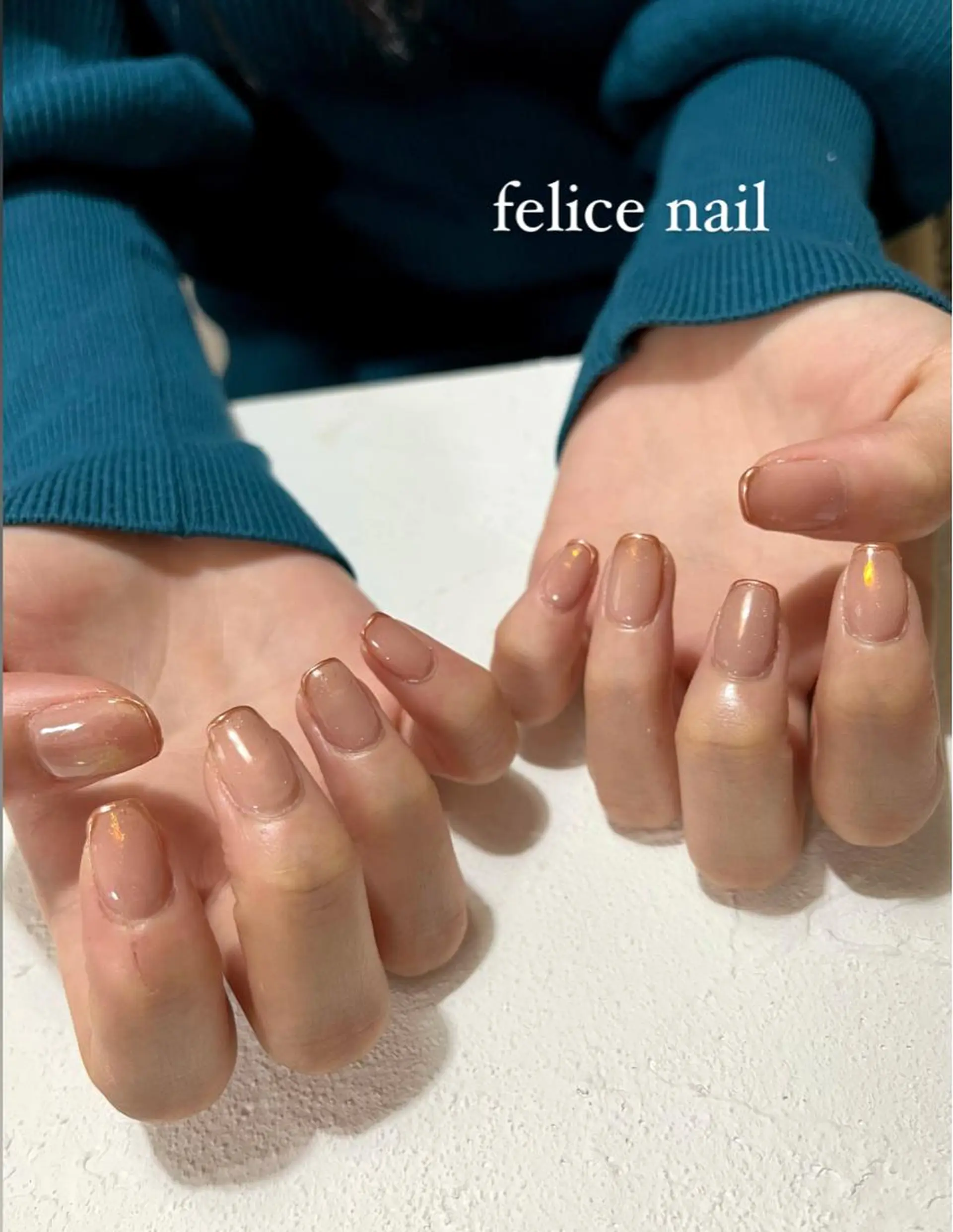 ネイル オーロラネイル 桜ネイル フレンチネイル ゴールド ミラーネイル felice nailのネイルデザイン
