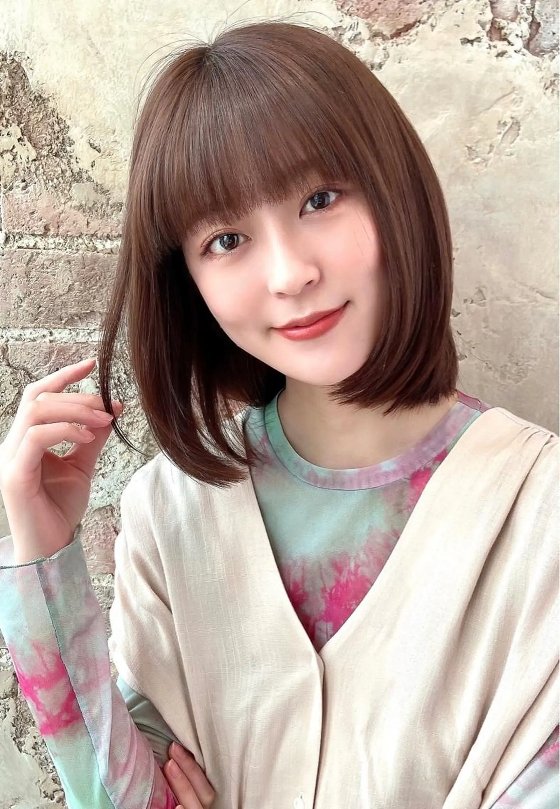 ミディアム カラー パーマ ヘアアレンジ ボブ 似合わせカット 🌈小顔似合わせ SHIHO🌈のヘアスタイル