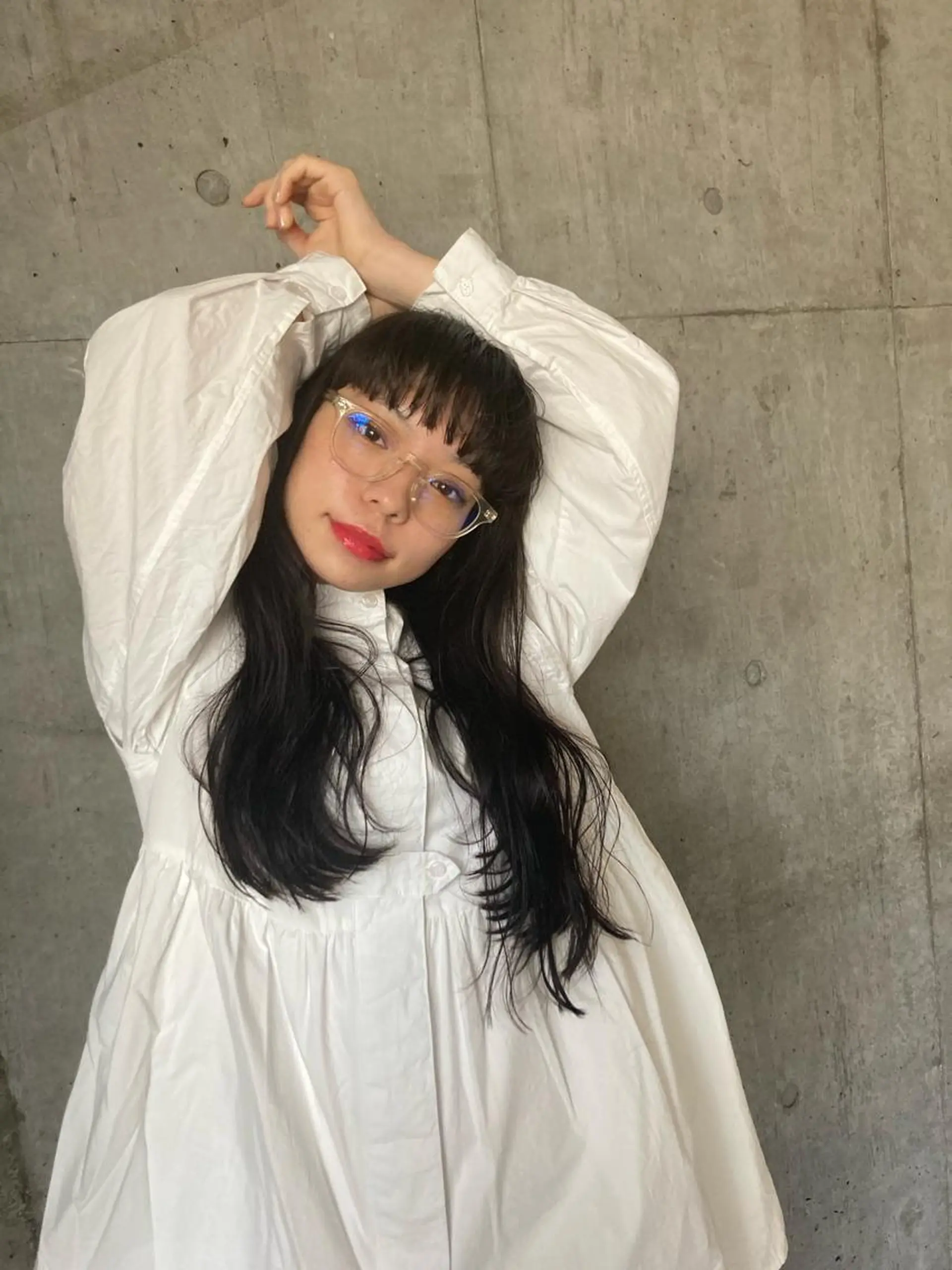 ロング パーマ アッシュ アッシュグレー アッシュグレージュ エギョモリ ロング ✂︎岡根 京花✂︎のヘアスタイル