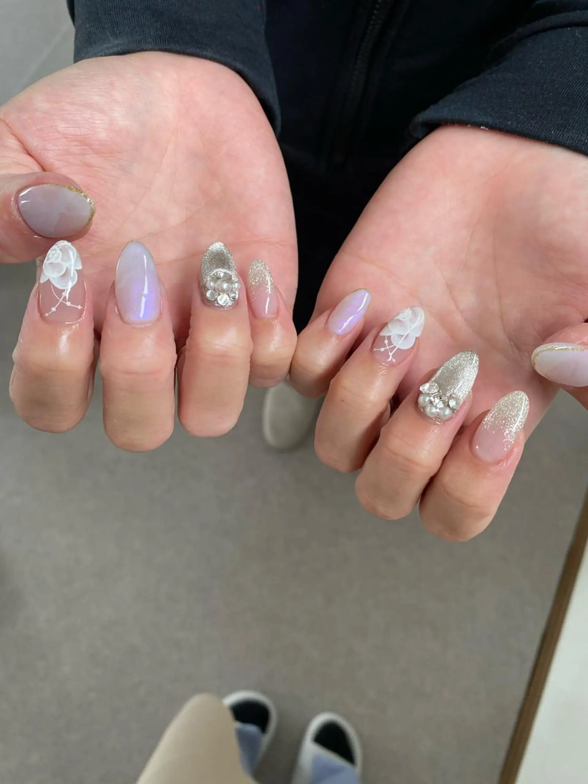 ロング カラー ネイル アートネイル スカルプネイル Nailsalon Calmeのネイルデザイン