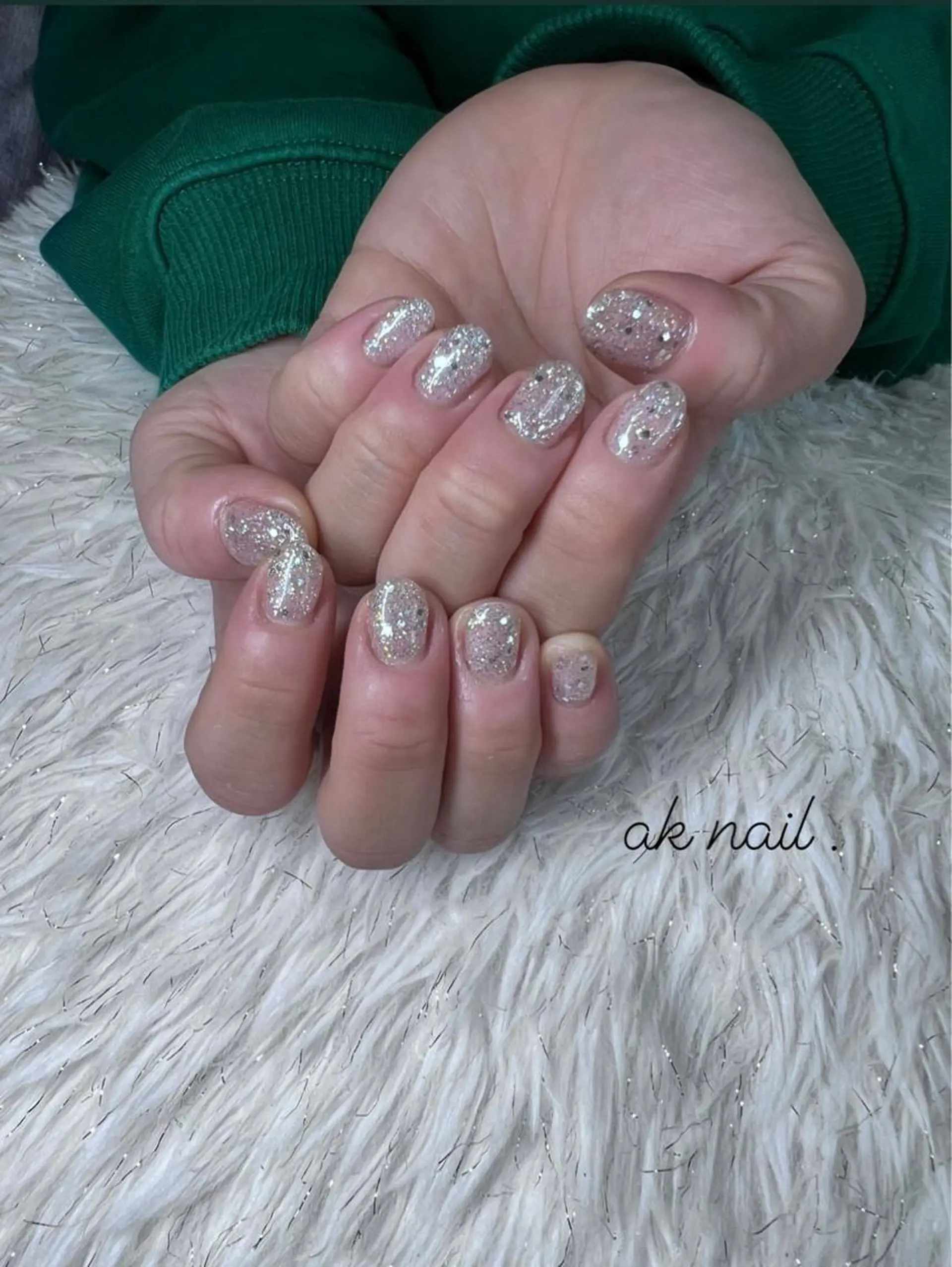 ショート ネイル ラメ(グリッター) ak nail .のネイルデザイン