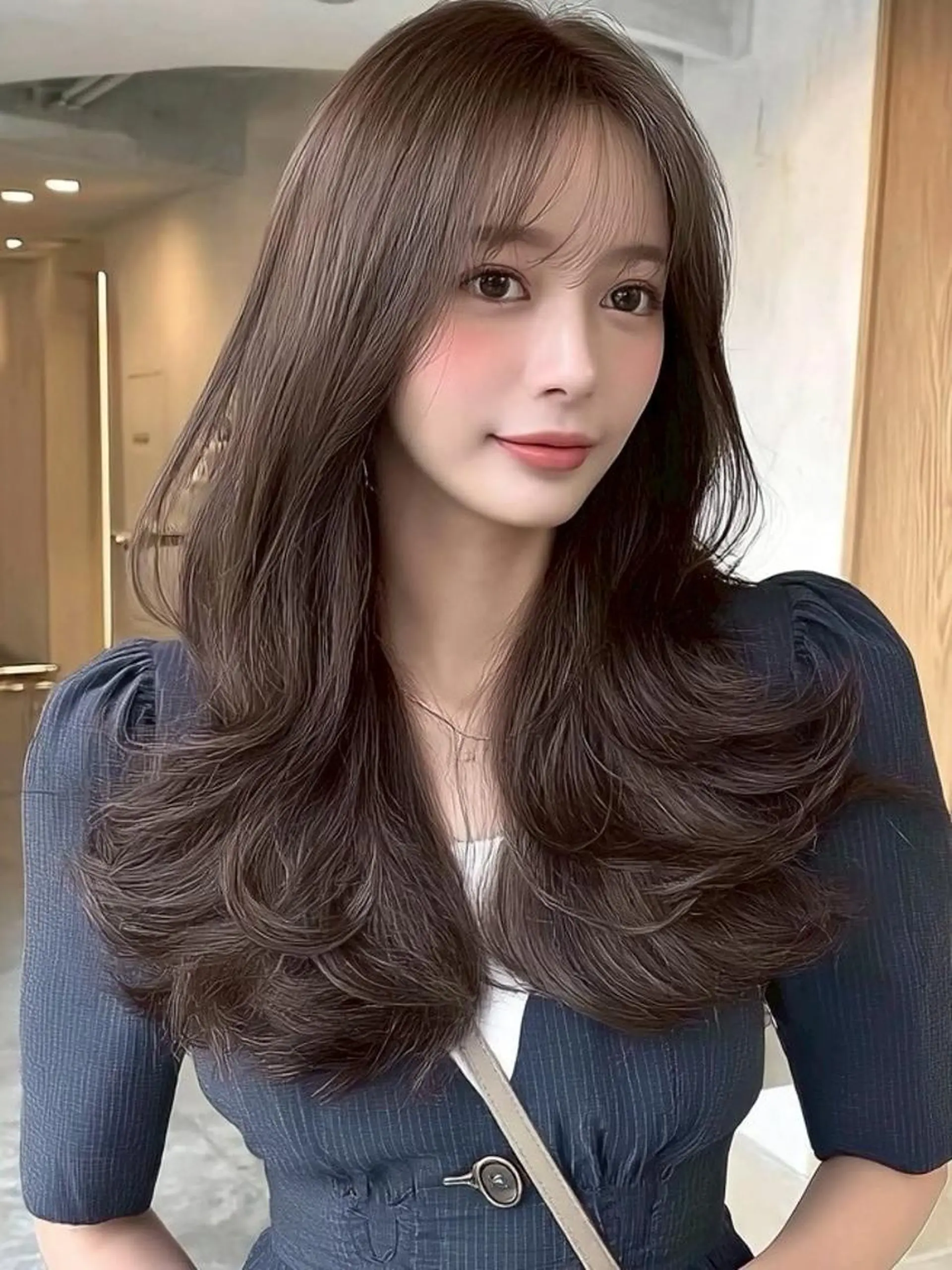 セミロング 韓国風ヘア レイヤーカット カット ヘアカラー トリートメント ＫＡＮＡ/天王寺 🎀🫧のヘアスタイル