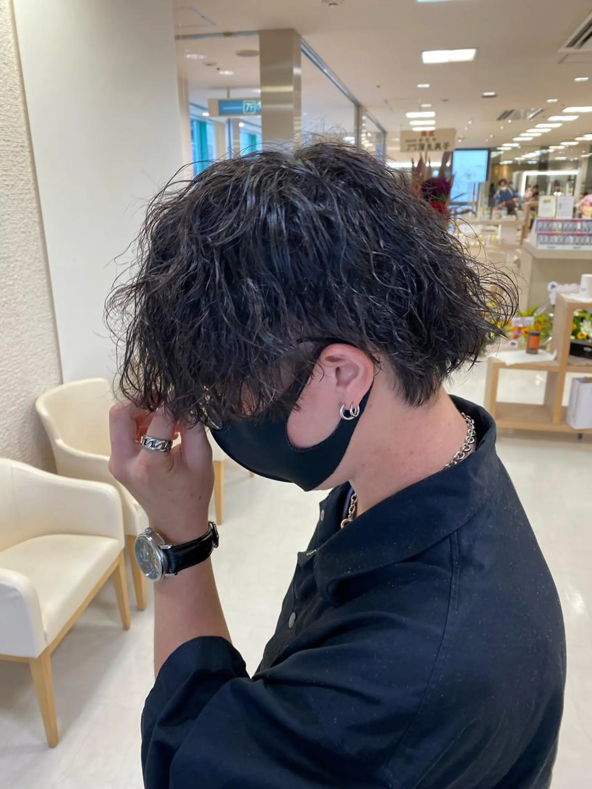 ショート パーマ メンズ カット パーマ トリートメント 湘南/メンズパーマ/ ハイライト/ユチカのヘアスタイル