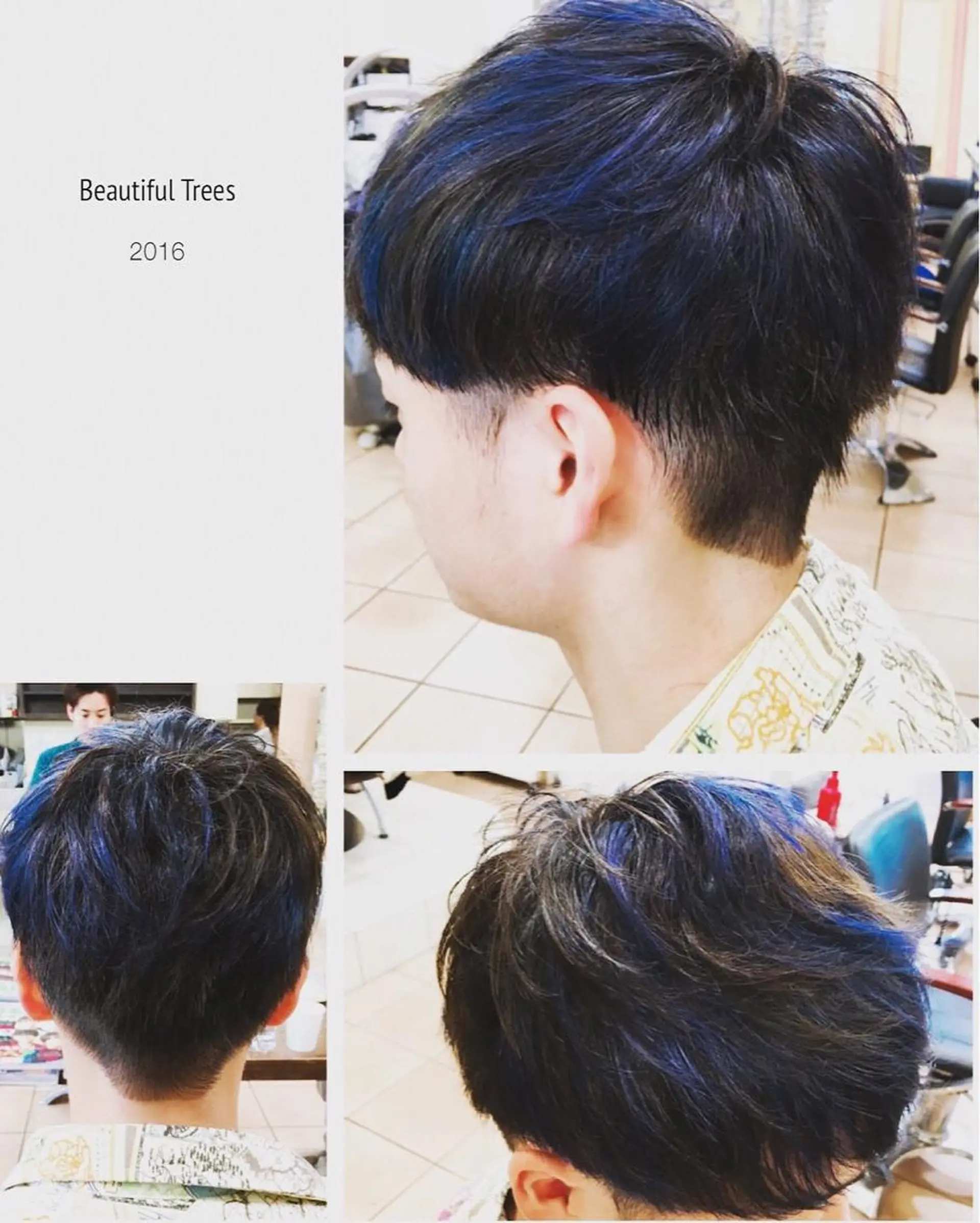 カラー メンズ メンズメッシュ ブルーカラー ブラウンカラー ダークブラウン メッシュ _WHITE高槻店 yusukeのヘアスタイル