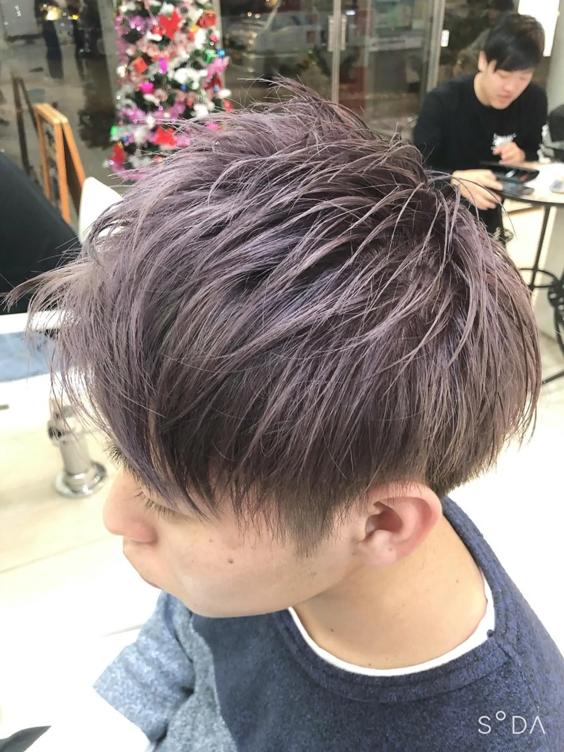 ショート カラー メンズ ダブルカラー 髪質改善× 白髪ぼかし溝江のヘアスタイル