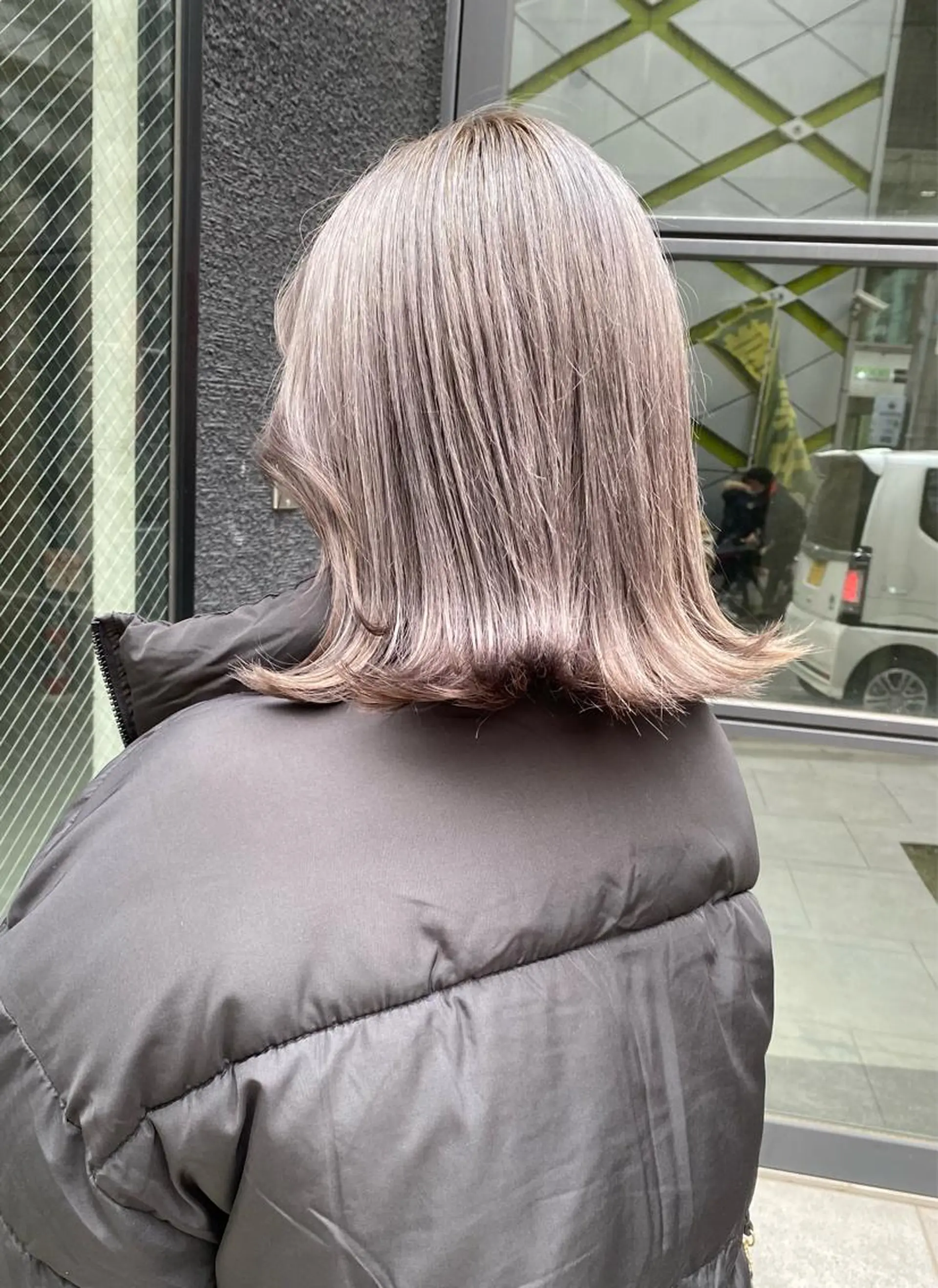 ミディアム カラー ブリーチ グレージュ 暖色カラー/天神/ ヘイマサクラのヘアスタイル