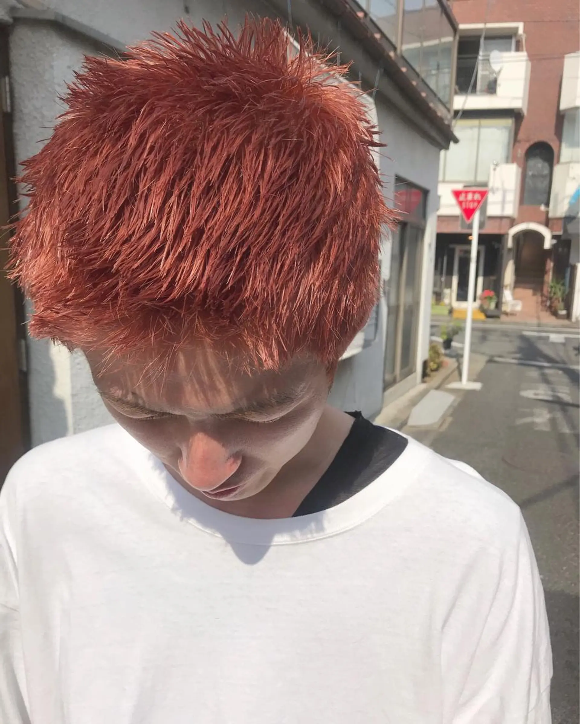 ショート カラー メンズ メンズブリーチ ブリーチ オレンジ カット ヘアカラー トリートメント 🧼柴田 健太郎🧼のヘアスタイル
