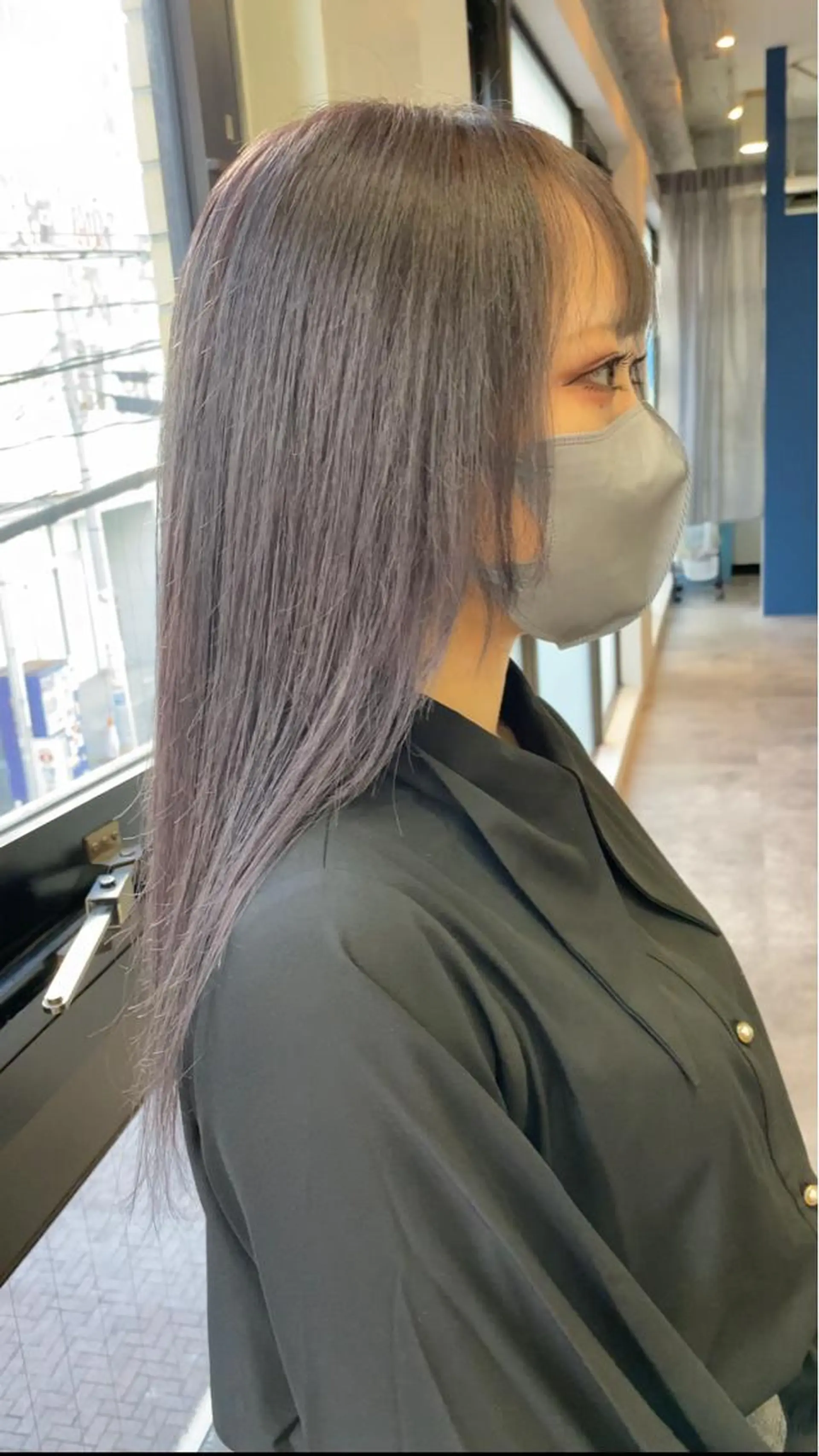 ロング カラー ラベンダーカラー シルバー ヘアカラー トリートメント 韓国ヘア🇰🇷 スズキのヘアスタイル