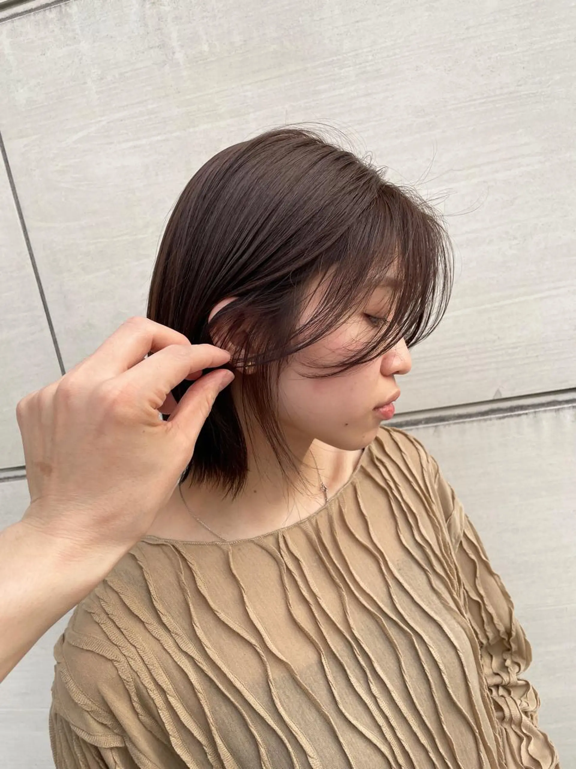 ミディアム カラー アッシュ 透明感カラー ボブ 顔周りカット レイヤーカット 🌫️縮毛矯正/髪質 改善/ゆずる🌫️のヘアスタイル