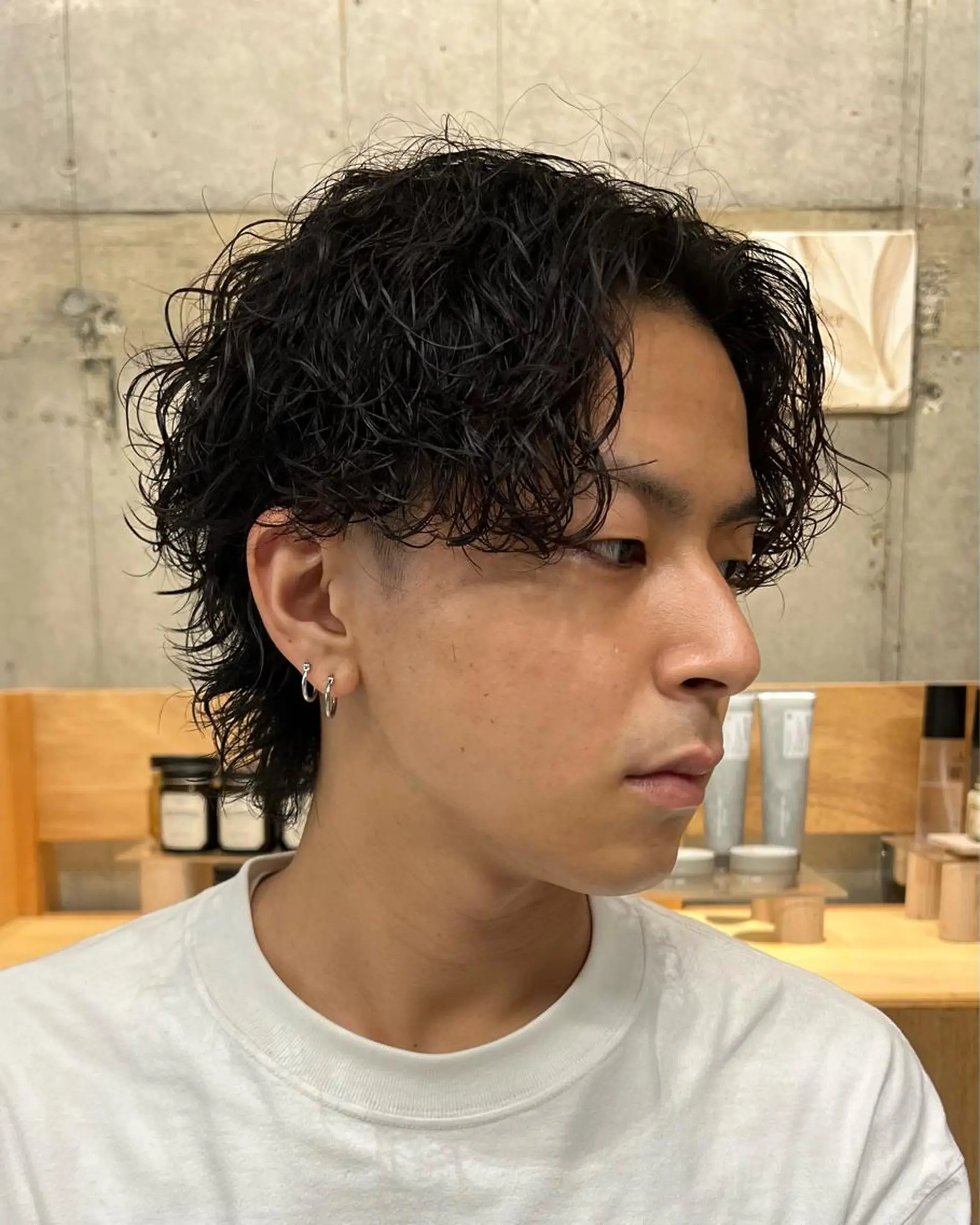 メンズ センターパート フェードカット マッシュウルフ マッシュ メンズパーマ カット パーマ 渥美祐耶 【メンズカット】のヘアスタイル