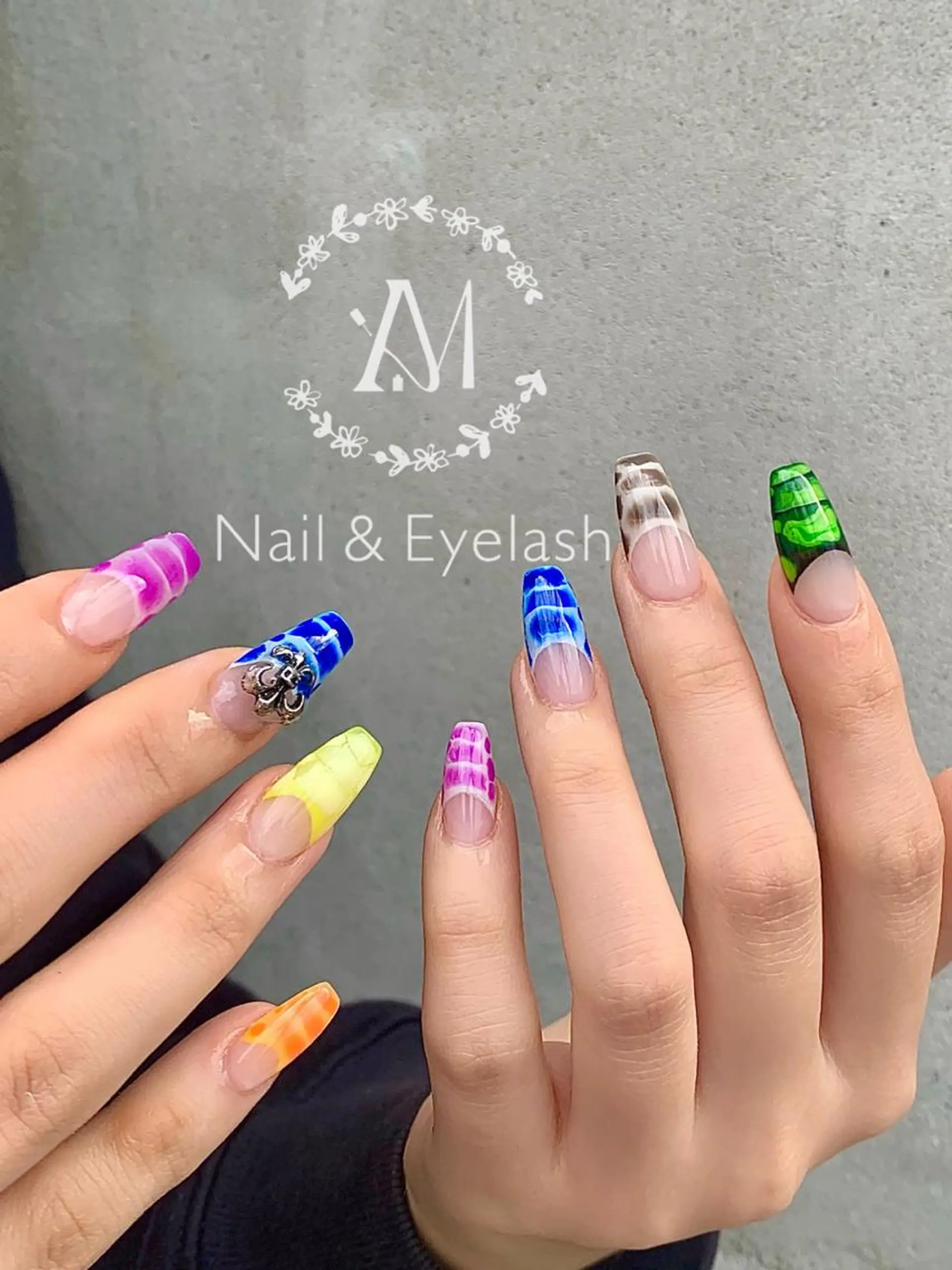 ロング カラー ネイル A1 nail &eyelashのネイルデザイン