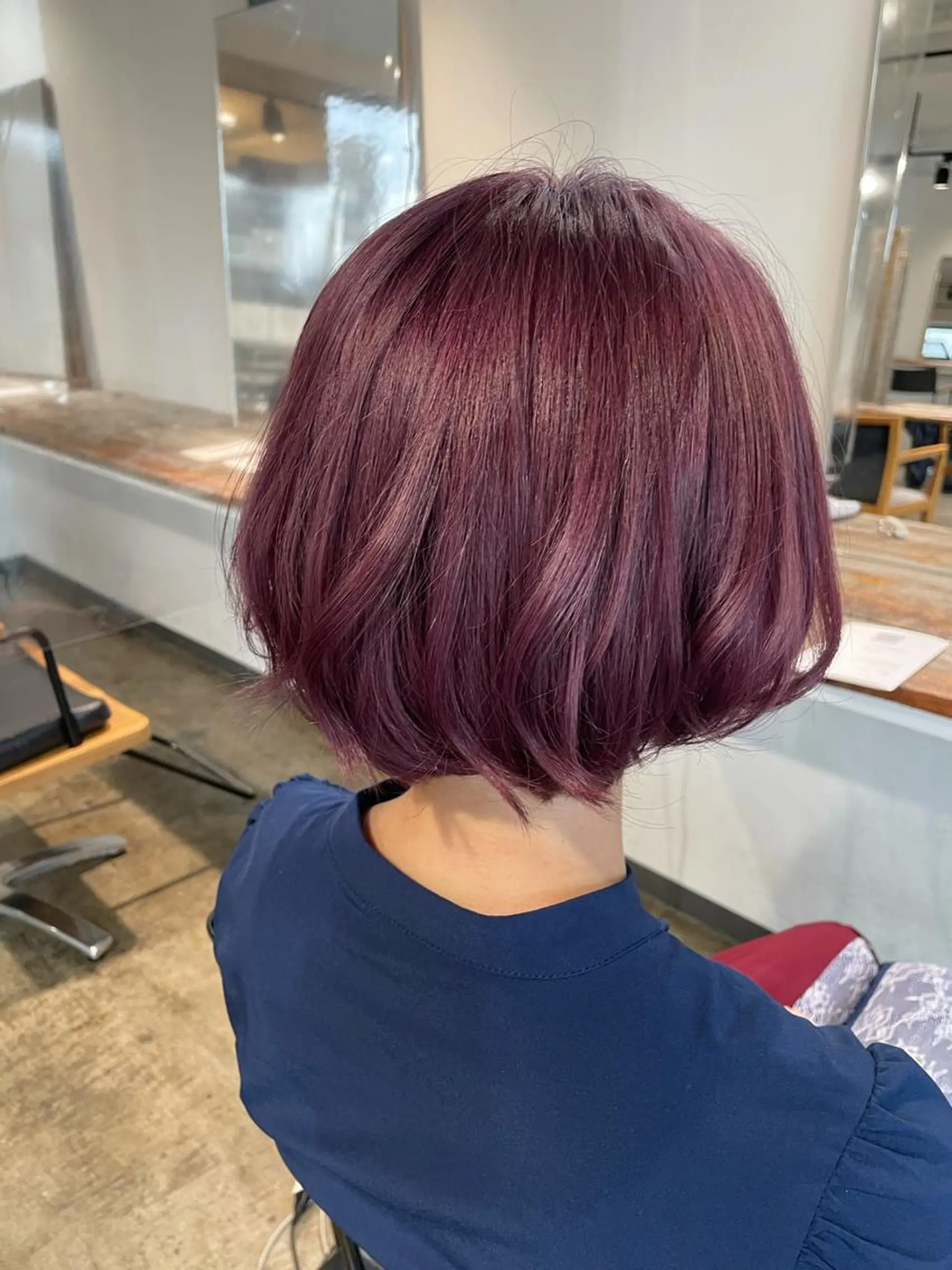 ショート カラー ピンクカラー ピンクパープル パープルカラー ヘアカラー トリートメント ハイトーン/レイヤー /ケアブリーチ石川治のヘアスタイル