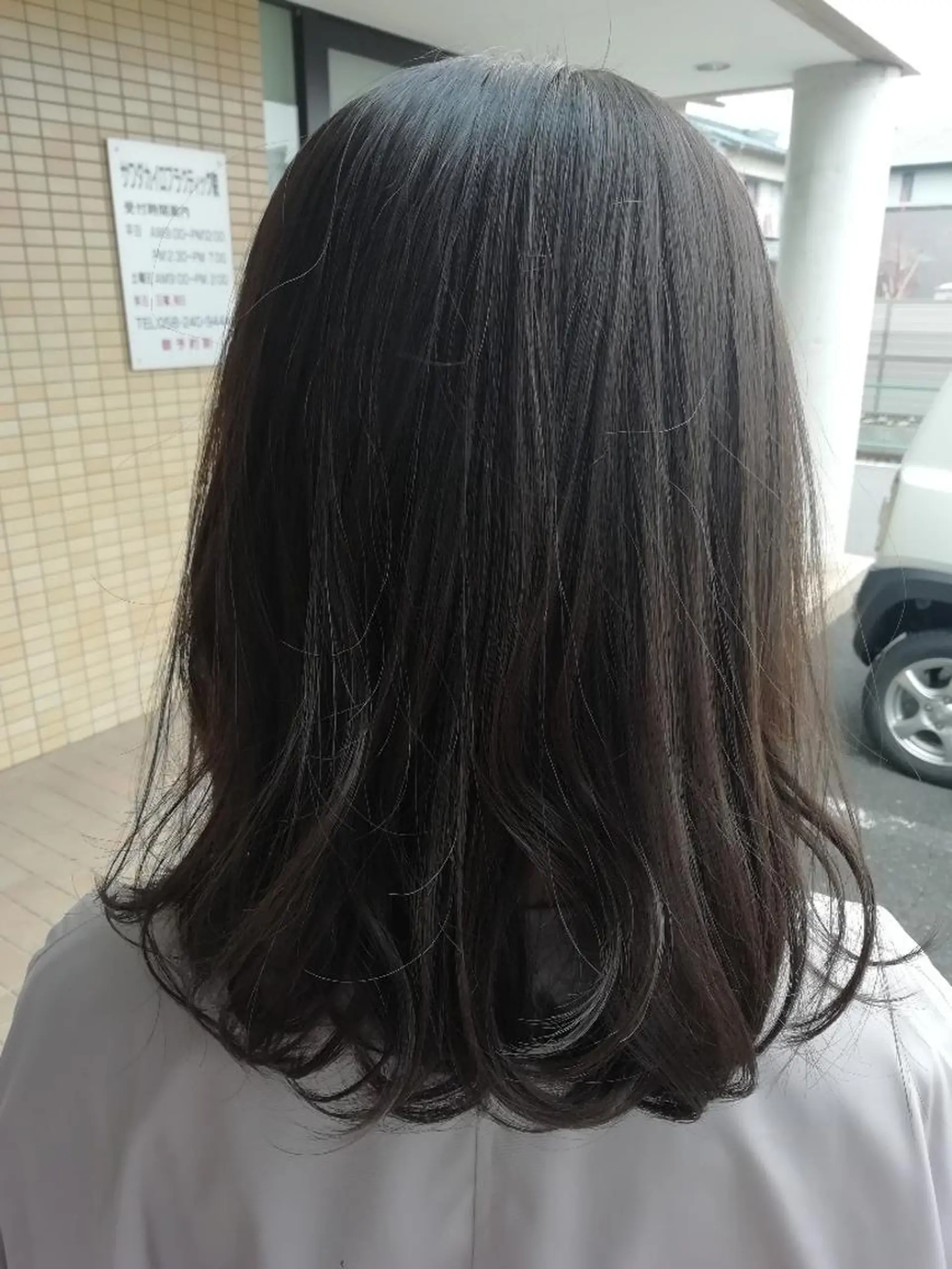 カラー アッシュ アッシュグレー 堀 望美のヘアスタイル