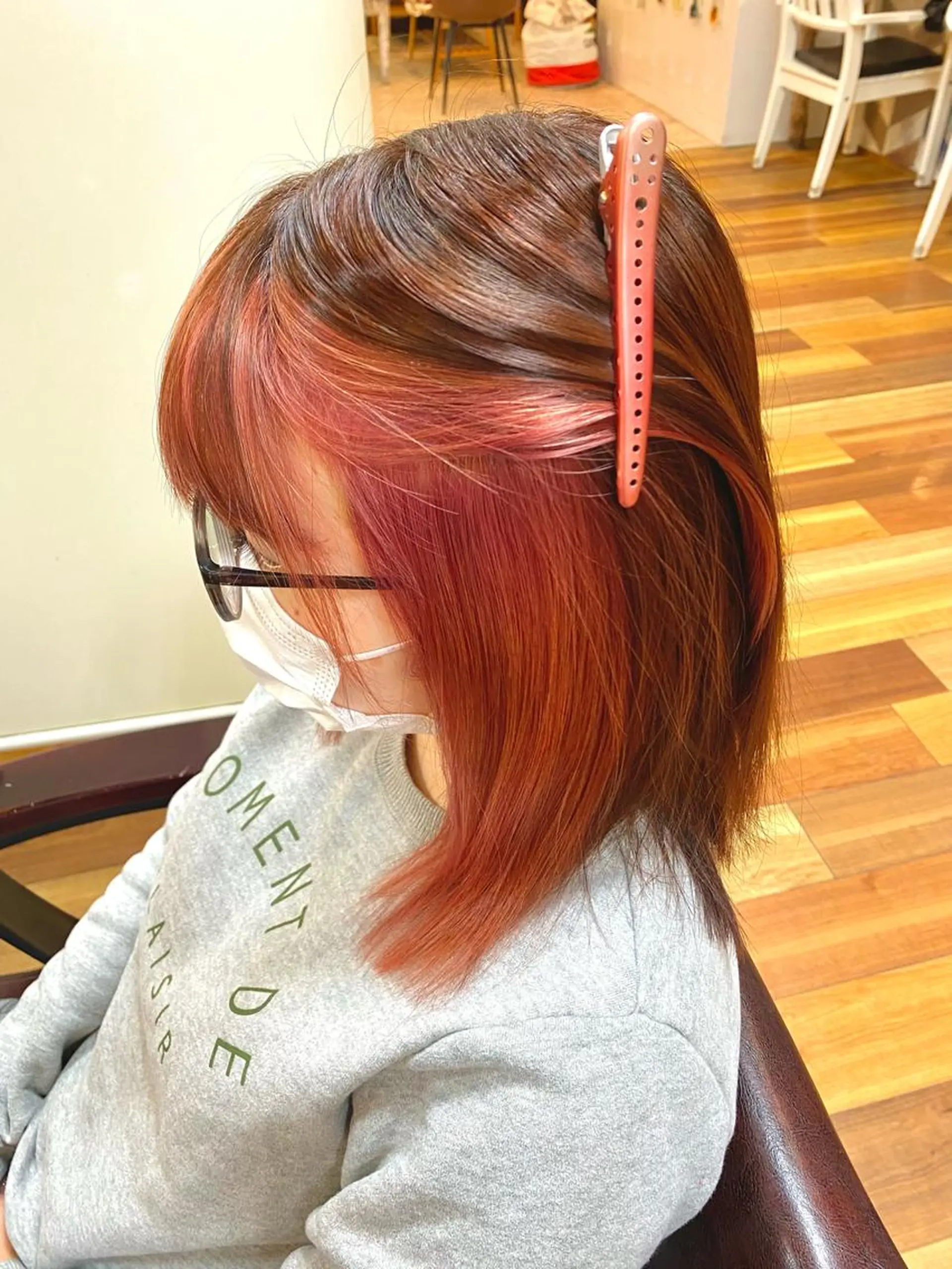 ミディアム カラー ピンクカラー 内山 京耶のヘアスタイル