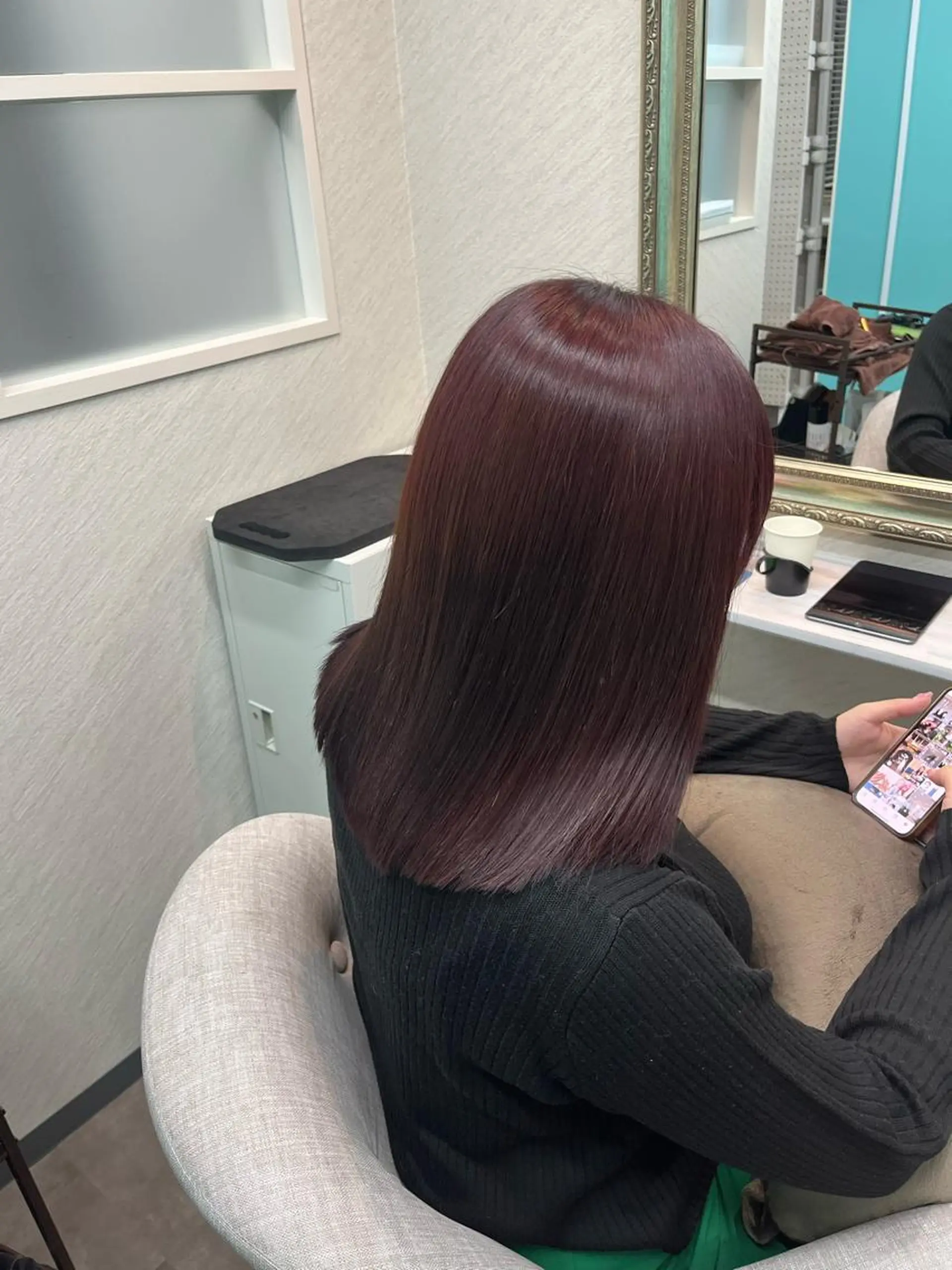 ミディアム カラー ピンクカラー ピンクパープル パープルカラー 髪質改善/縮毛矯正 芹沢のヘアスタイル