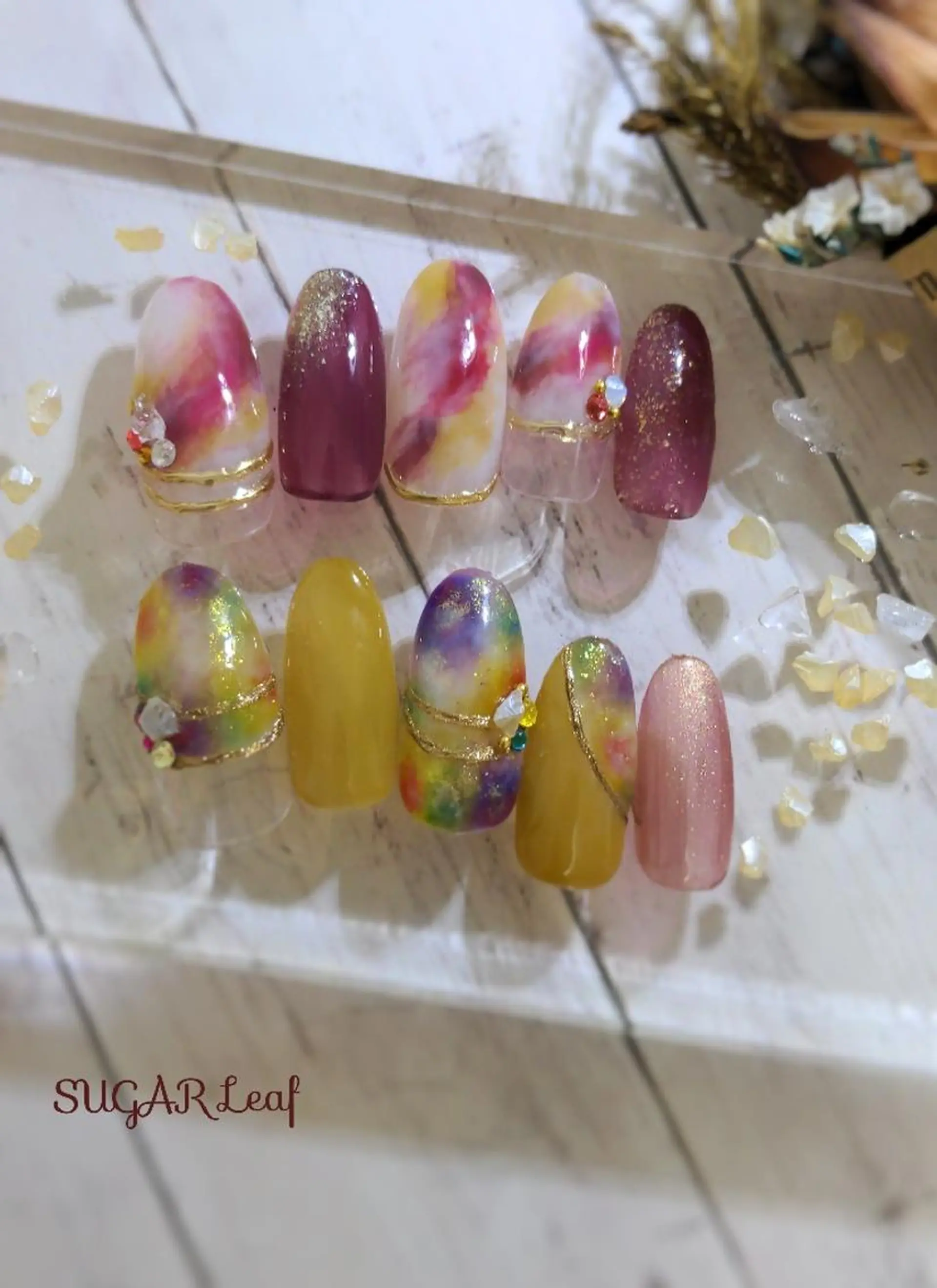 ネイル アートネイル 大理石ネイル(マーブル) ハンドネイル SUGAR Leafのネイルデザイン