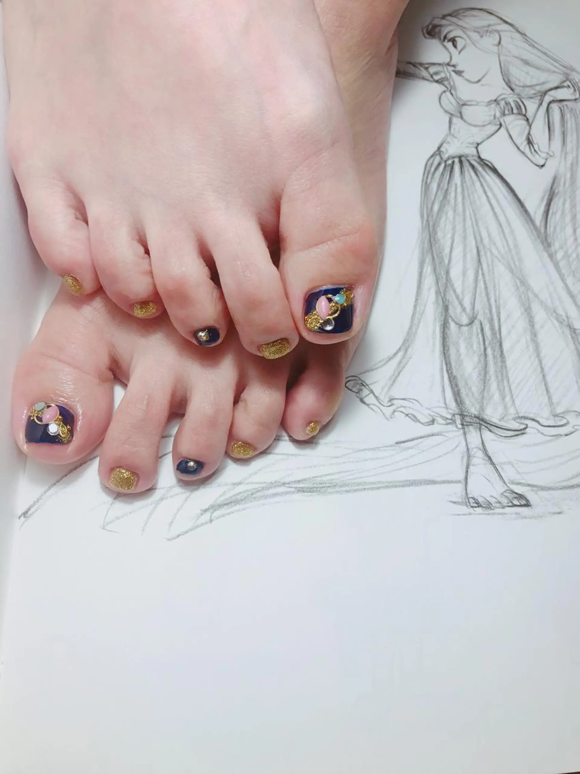 ネイル フットネイル ラメ(グリッター) owlnail /持込みデザイン専門のネイルデザイン