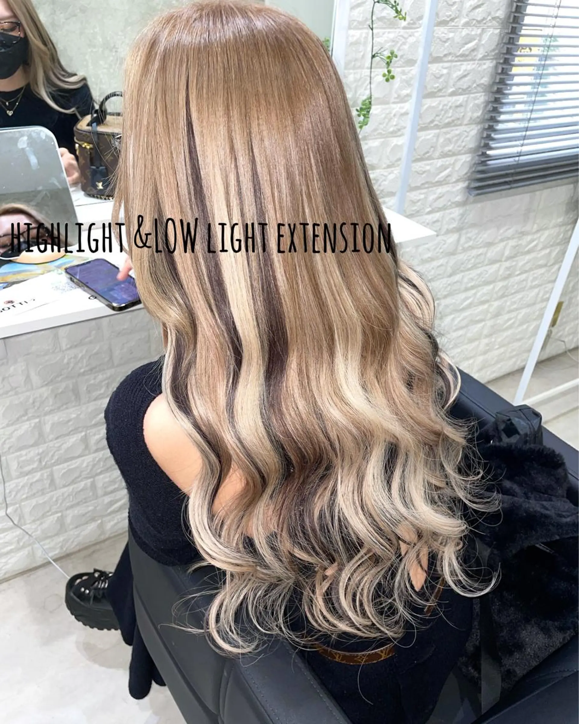 ロング カラー ハイライトカラー エクステ ハイライト カット ヘアカラー エクステ にしき さんのヘアスタイル