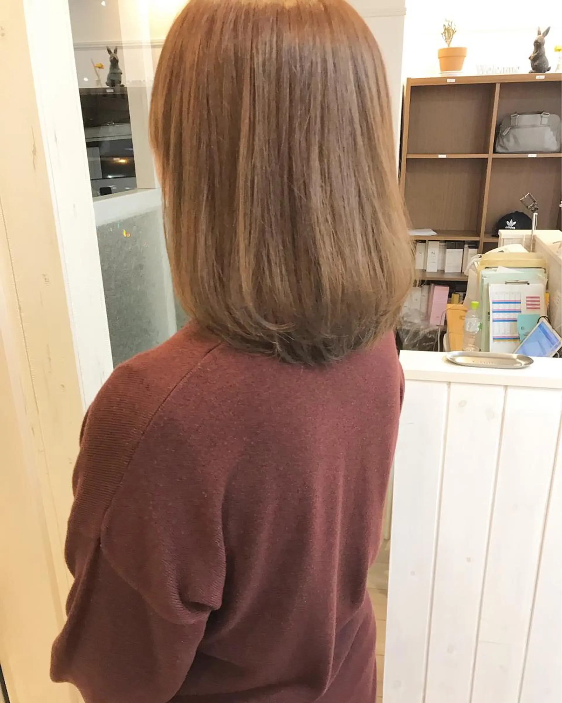 ミディアム カラー ブリーチ ブリーチなしカラー オレンジ 秋月 亜耶のヘアスタイル