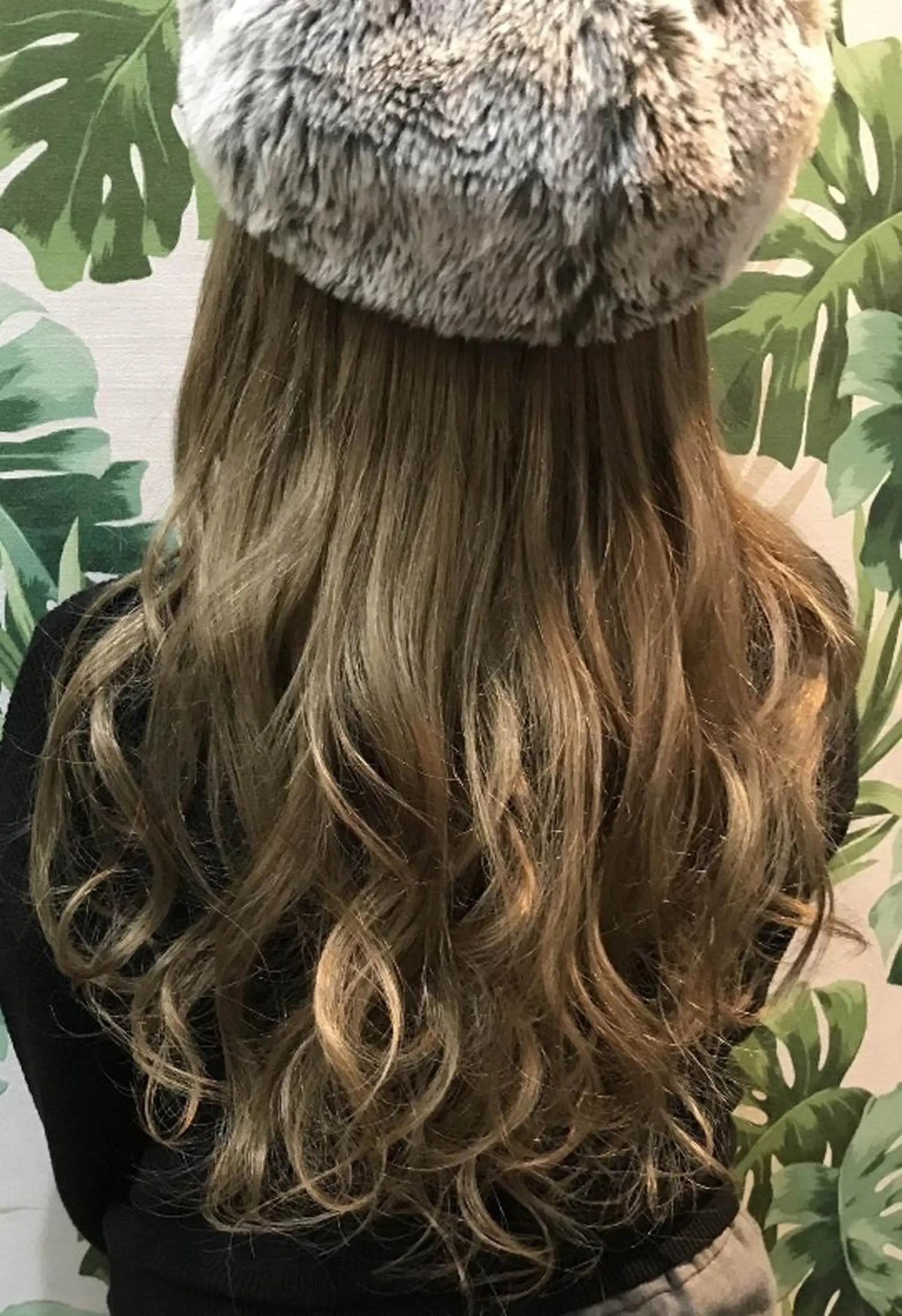 ロング カラー パーマ ヘアアレンジ マツエク・マツパ 大阪レミーエクステ チビ編み込みのヘアスタイル