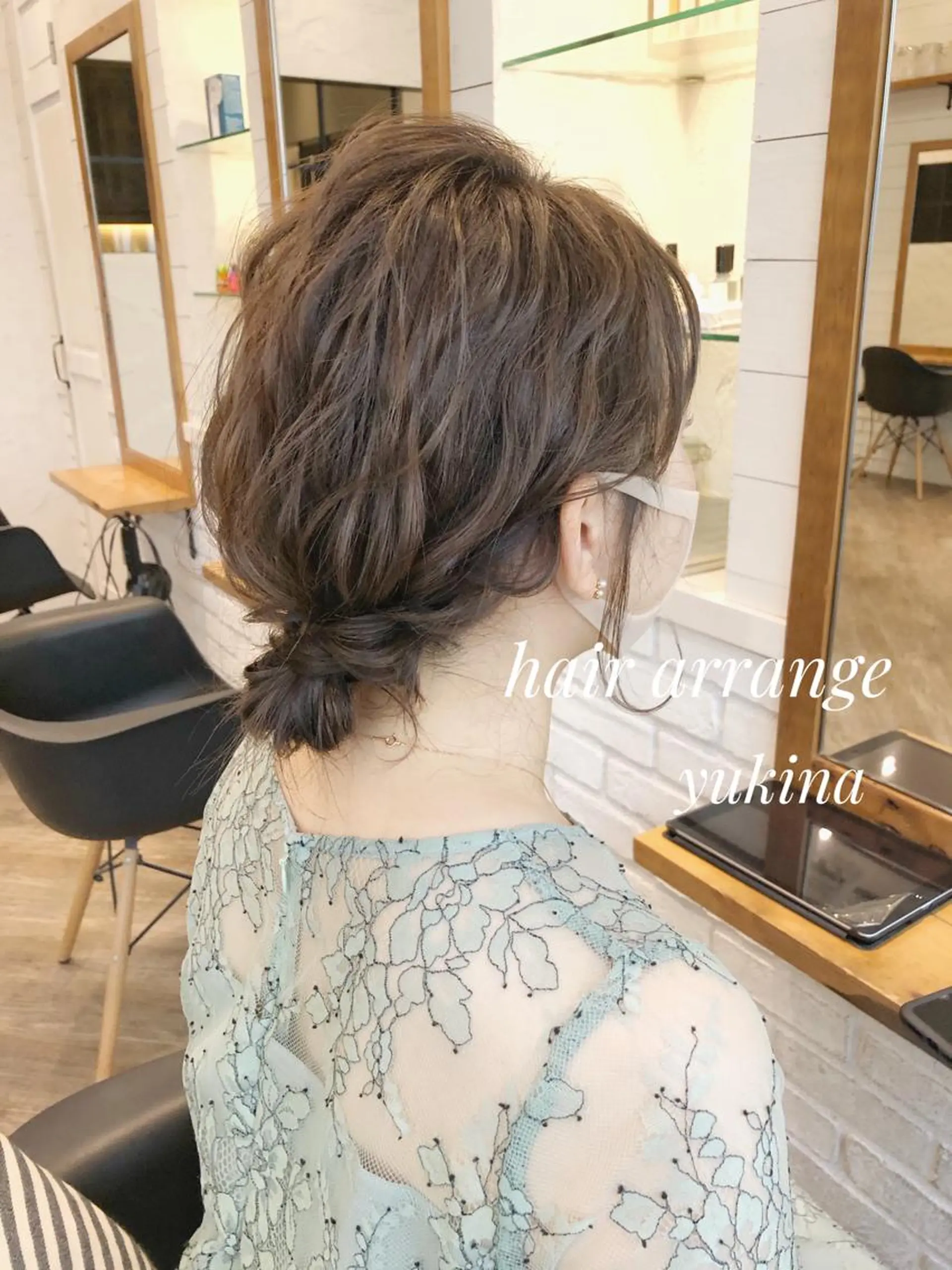 ショート お団子ヘア ヘアセット ✨透明感ケアカラー✨ 長野ゆきなのヘアスタイル