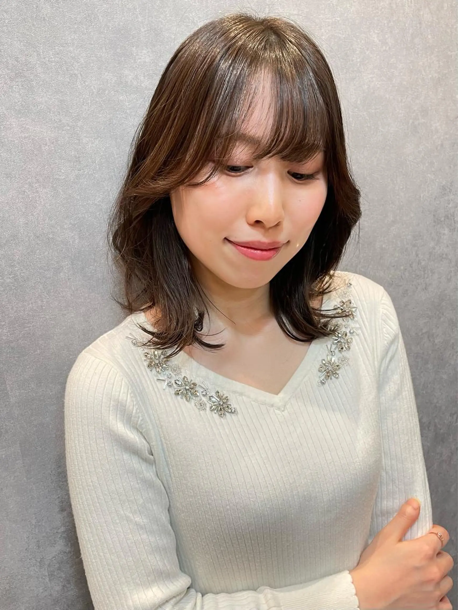 ミディアム カラー くびれヘア 外ハネヘア ツヤ美髪💐 髪質改善/高山愛来のヘアスタイル