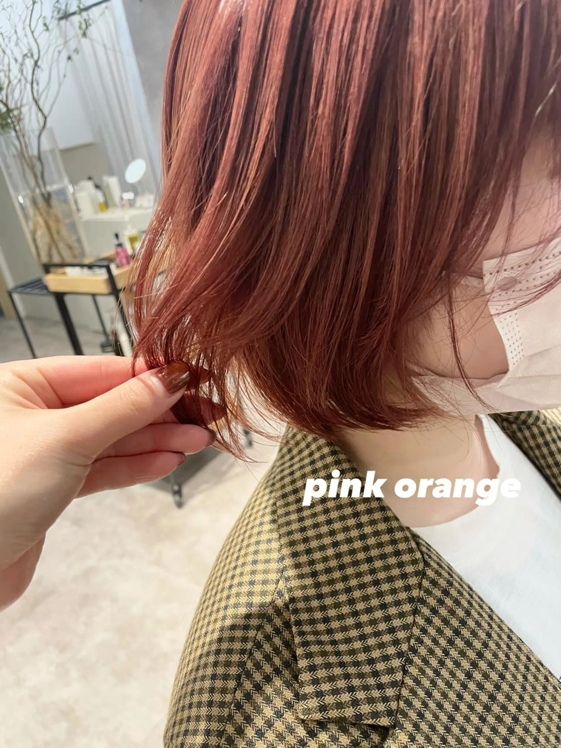 ミディアム カラー パーマ ヘアアレンジ オレンジ ピンクカラー 🌿AMANE🌿 sakiのヘアスタイル