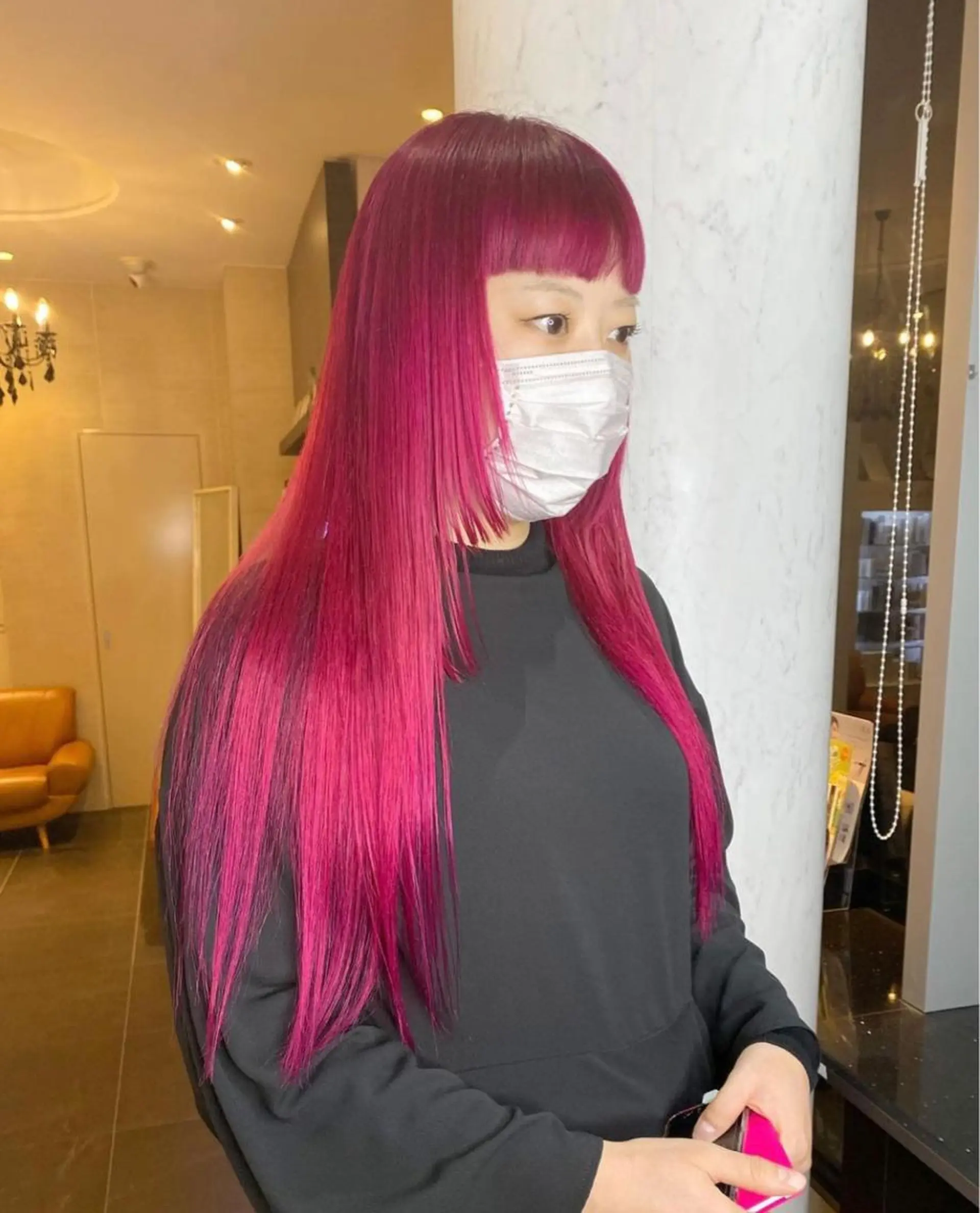 ロング カラー ピンクカラー ヘアカラー トリートメント 🌱ブリーチ・透明感 カラー/mapi🦭のヘアスタイル