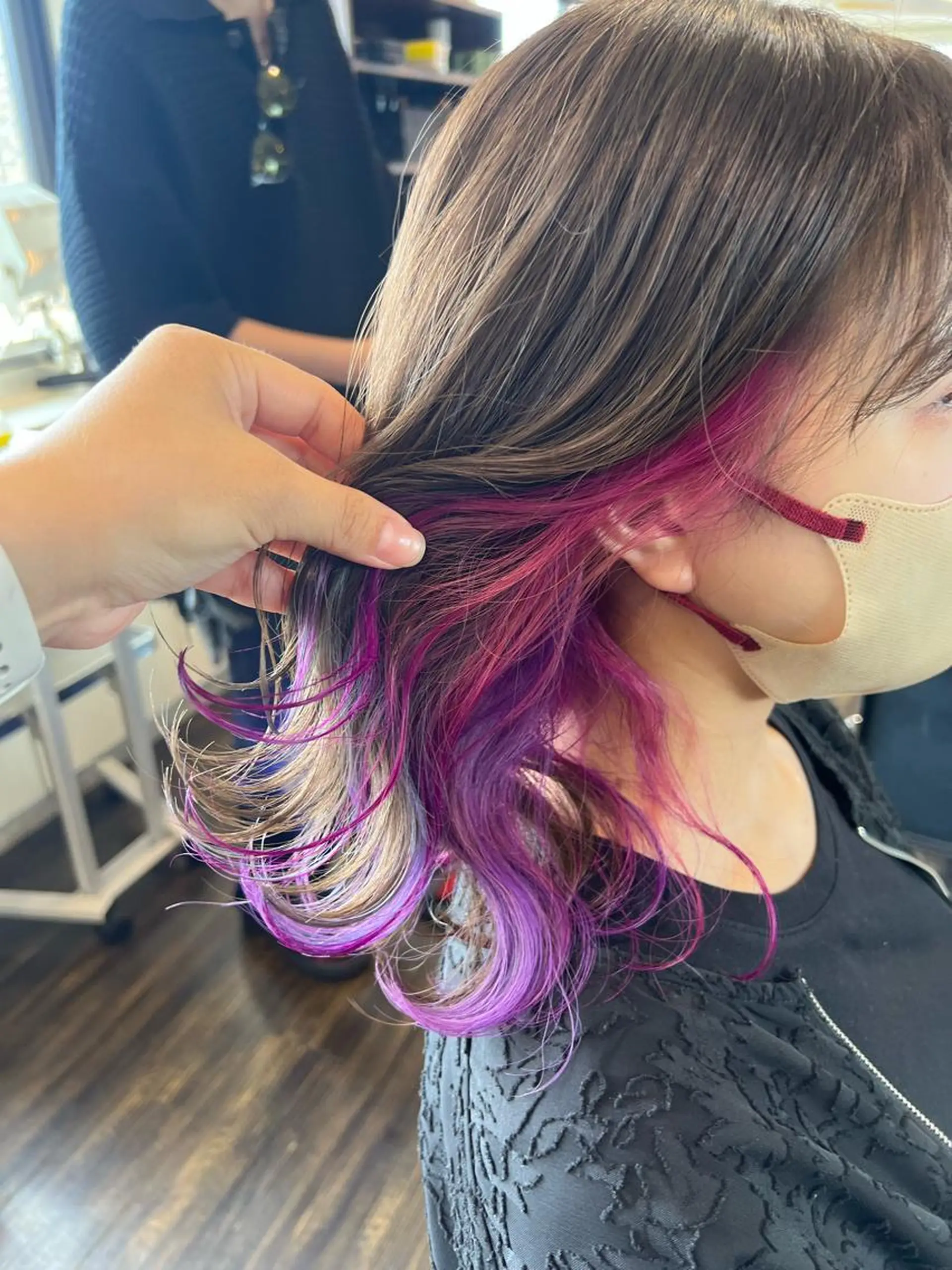 セミロング カラー ブリーチ ピンクカラー 🌿‬ ܸAir 透明感🌱西村知佳のヘアスタイル