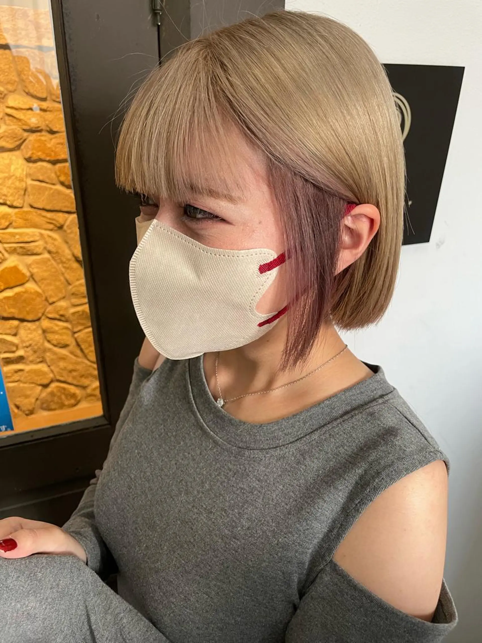 ショート カラー ブリーチ ハイトーンカラー インナーカラー ヘアカラー トリートメント 羽田翔大/ブリーチ/ ボブカット/店長のヘアスタイル