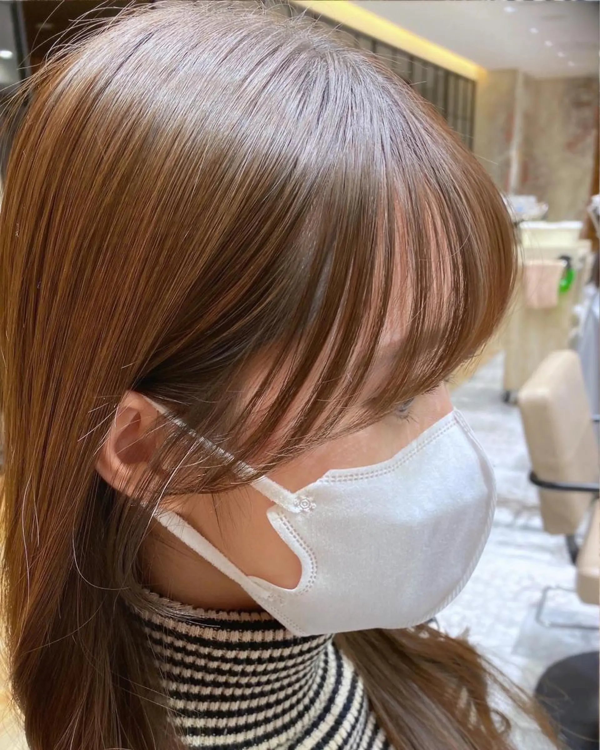 セミロング カラー 顔まわりカット🌟 くびれヘア/寺門遥輝のヘアスタイル