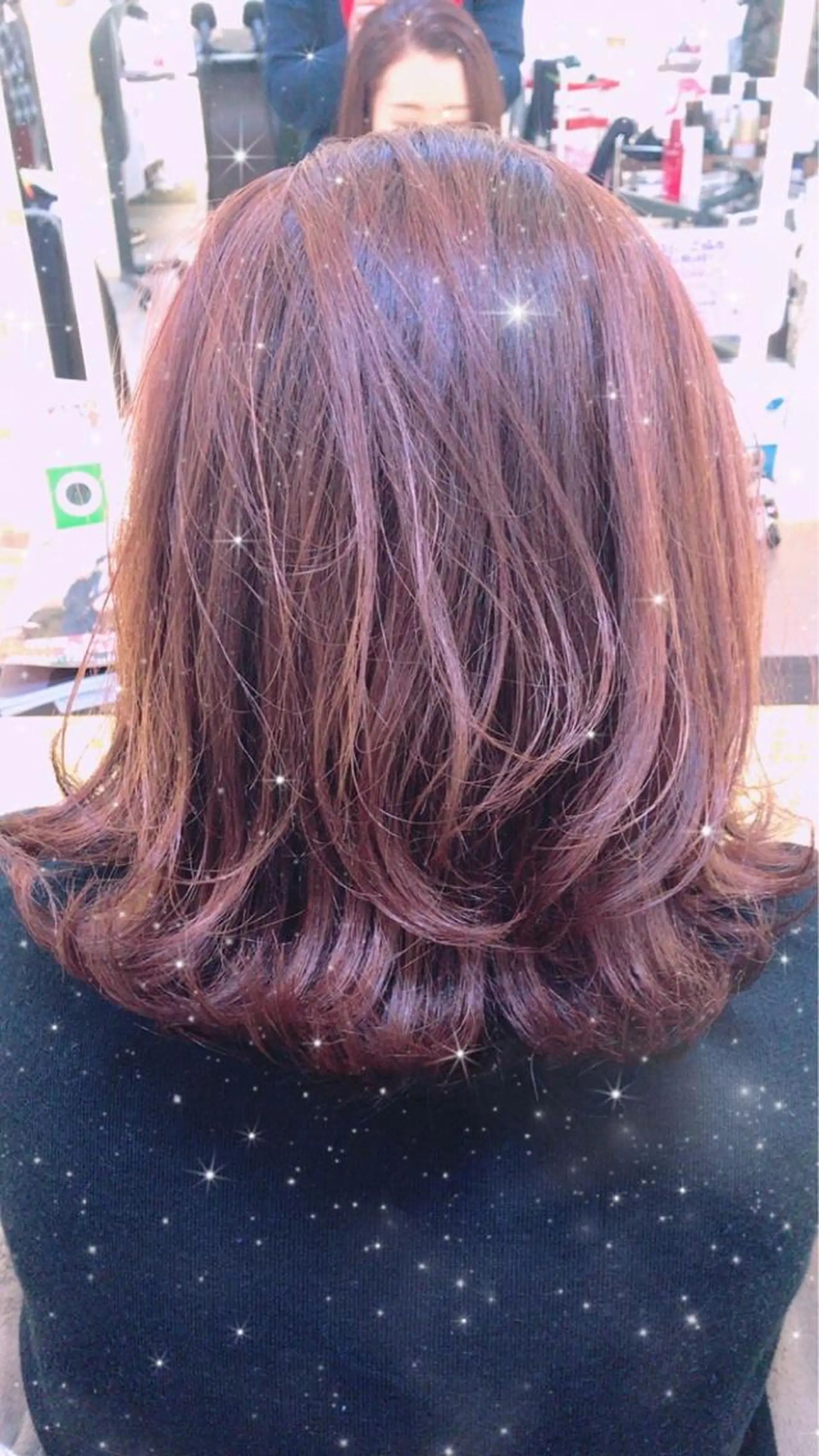 ミディアム カット ヘアカラー 縮毛矯正 トリートメント 髪質改善縮毛矯正/暖 色カラー/ウエダカナのヘアスタイル