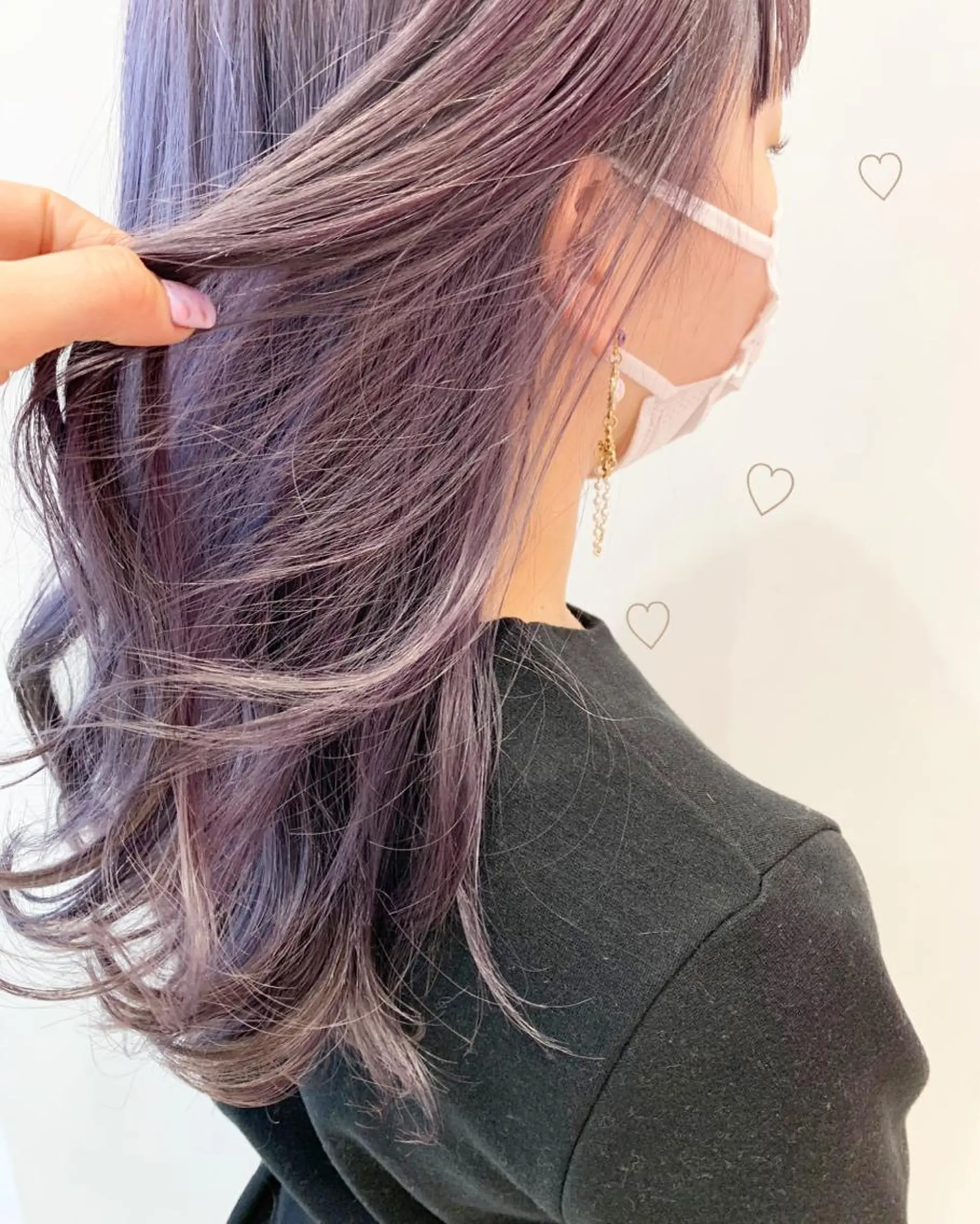 セミロング カラー ラベンダーカラー ラベンダーグレー 新宿駅近♡個室 ♡関口三都季🌜のヘアスタイル