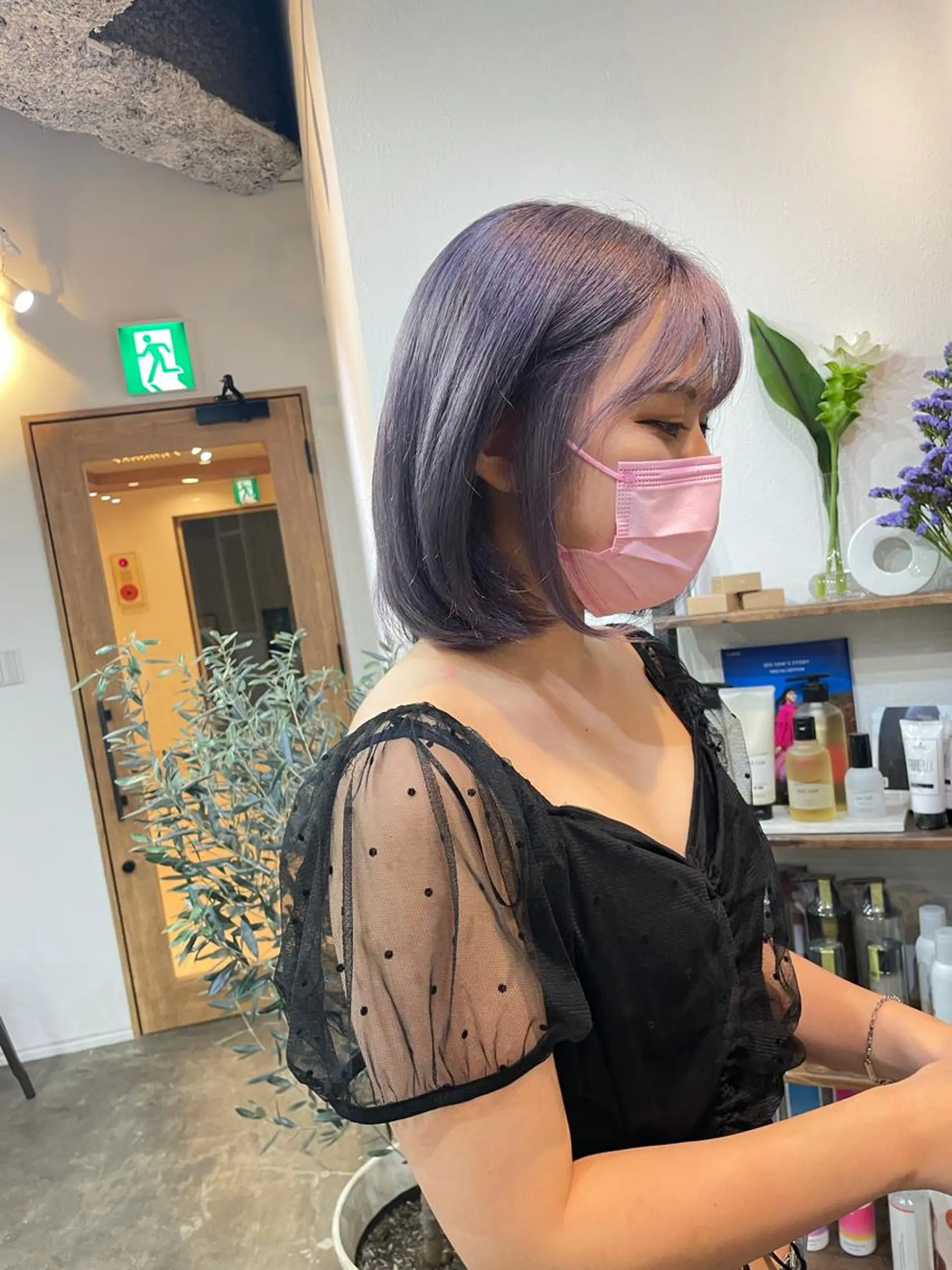 ミディアム カラー ラベンダーカラー ボブ カラーモデル募集 吉原佳穂💗のヘアスタイル