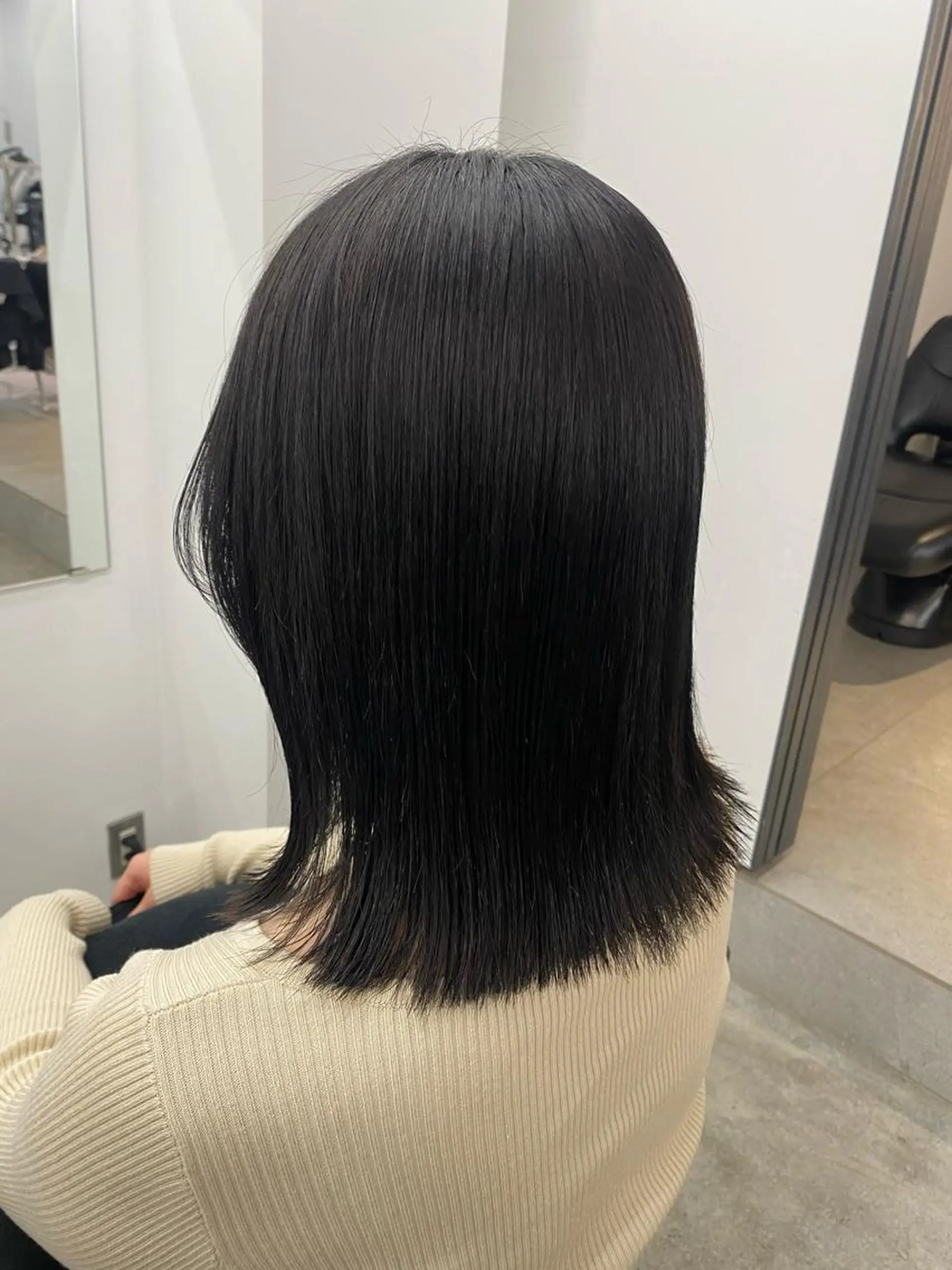 セミロング パーマ セミロングパーマ ストレートパーマ Elme 蔵前所属・顔周りカット/透明感 カラー/rioのヘアスタイル
