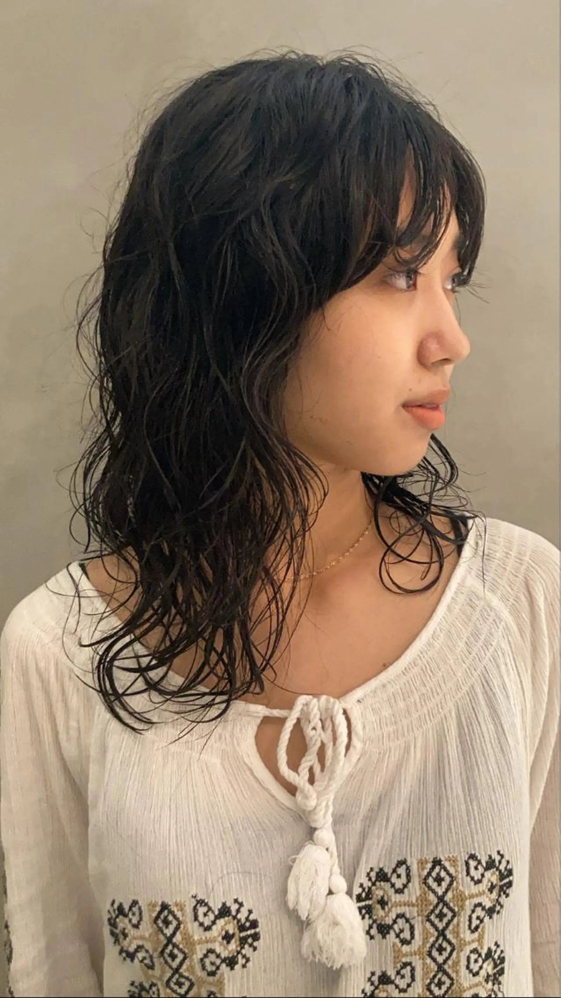 セミロング パーマ セミロングパーマ ニュアンスパーマ 佐伯 和佳のヘアスタイル