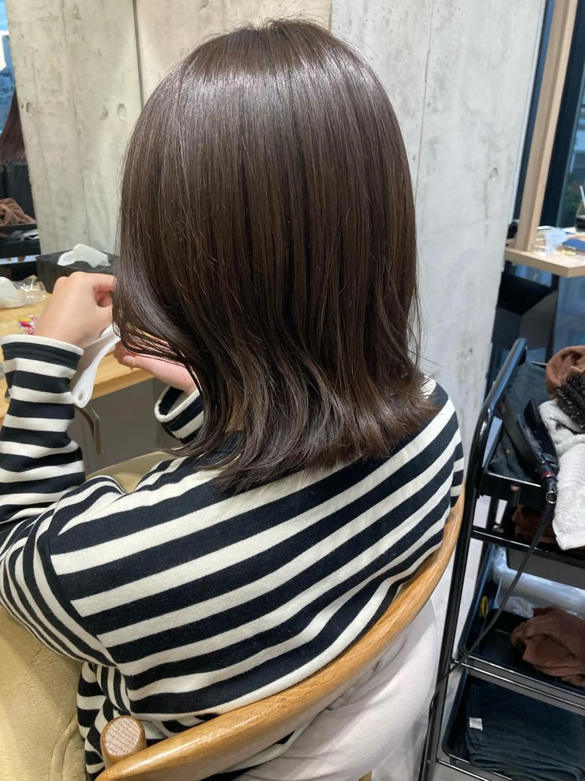 ミディアム ✨色持ちの良い艶 カラー✨蟹江真世のヘアスタイル