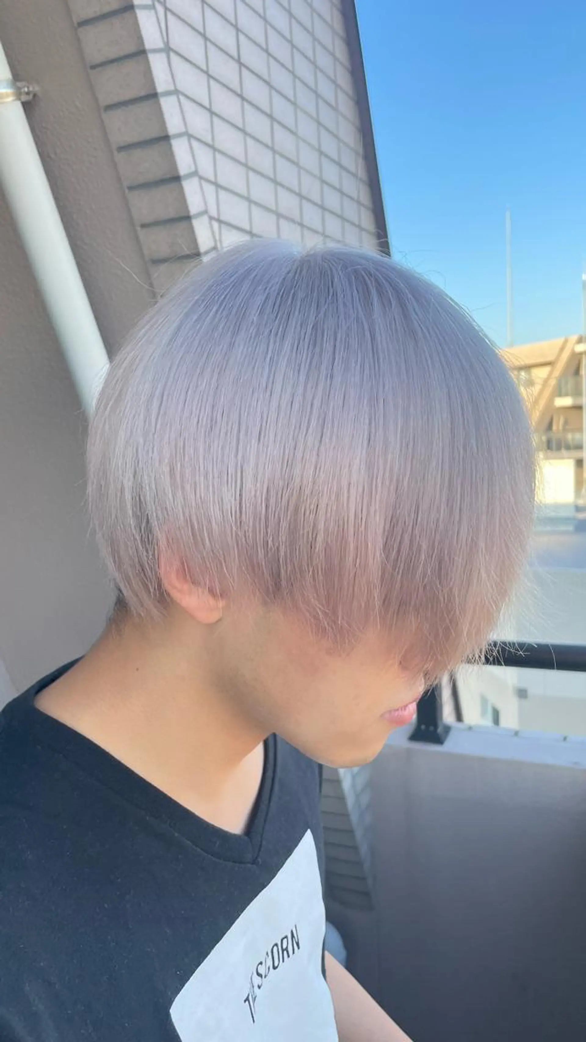 ショート カラー メンズ シルバー ホワイトシルバー 🧸赤み消し🐾 ラベンダ/ミルクティのヘアスタイル