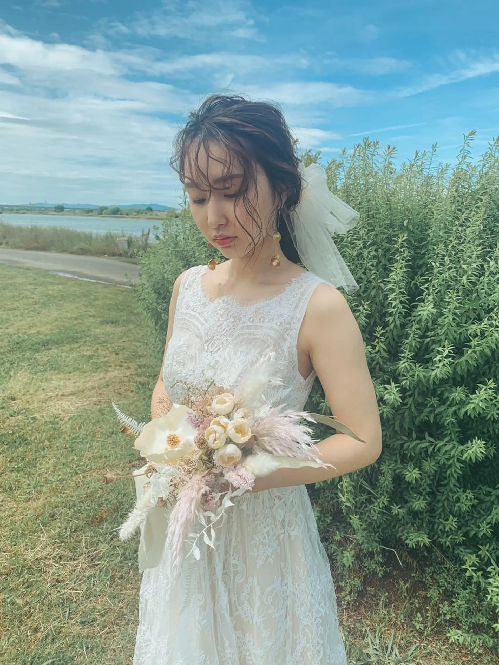 ロング ヘアアレンジ 結婚式・ブライダル SO-eye所属・𝗦𝗢 -スオ- HAZUKIのマツエク・マツパデザイン