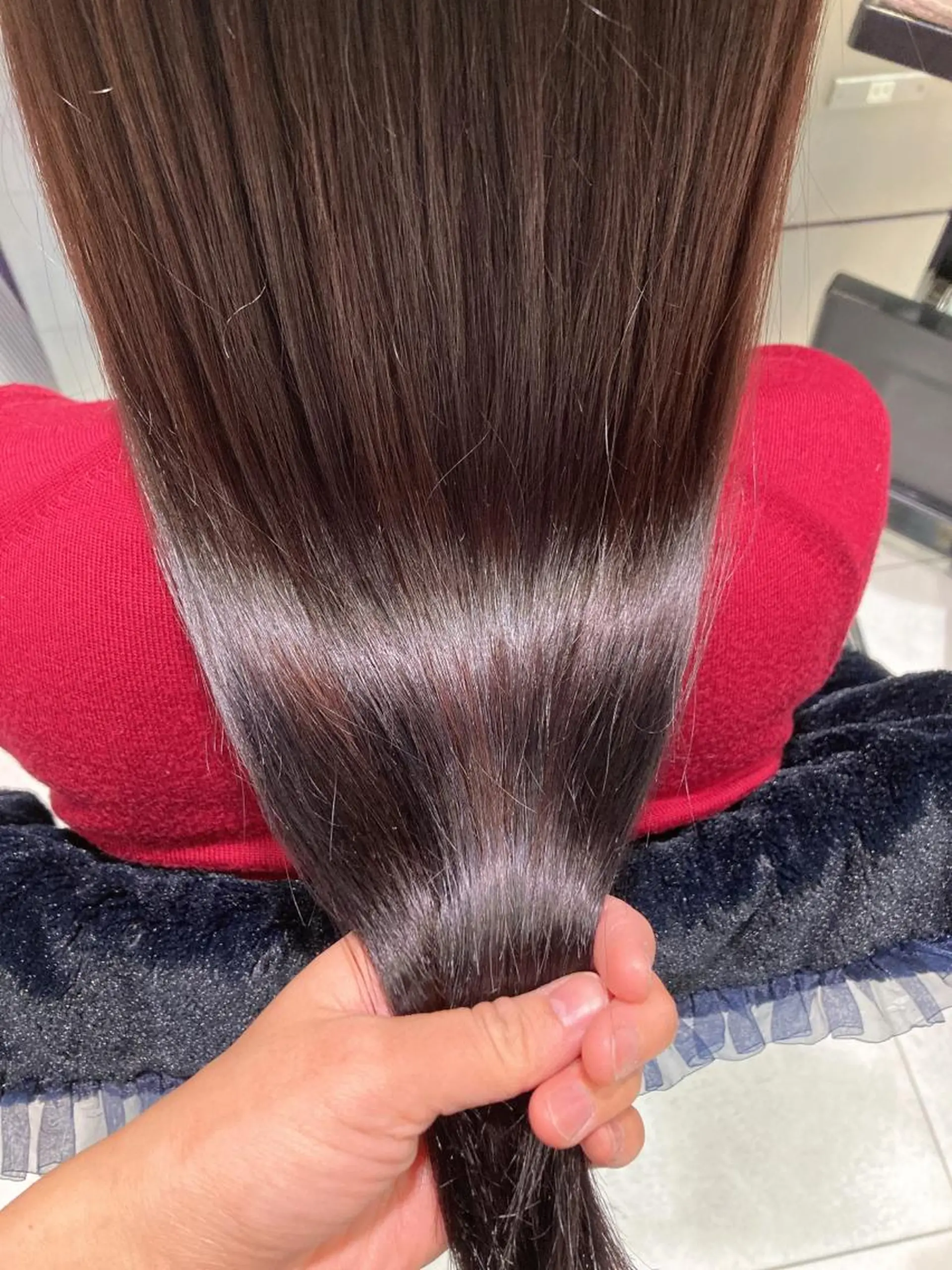 ロング カラー オレンジ パープルカラー スキバサミを使わない カット🌼唯🌼のヘアスタイル