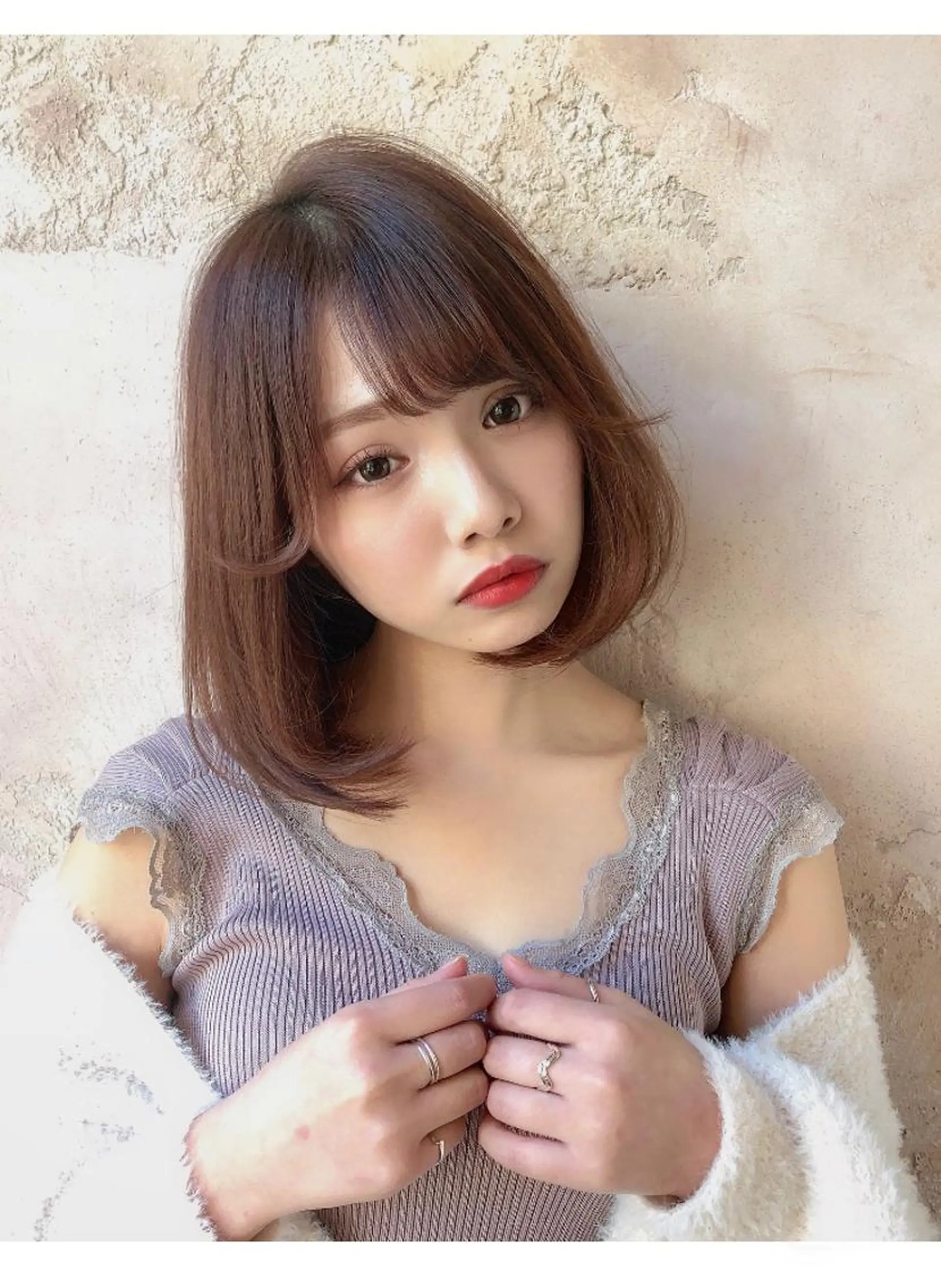 ミディアム ボブ カット ヘアカラー トリートメント 代表山口ひな 髪質改善のプロのヘアスタイル