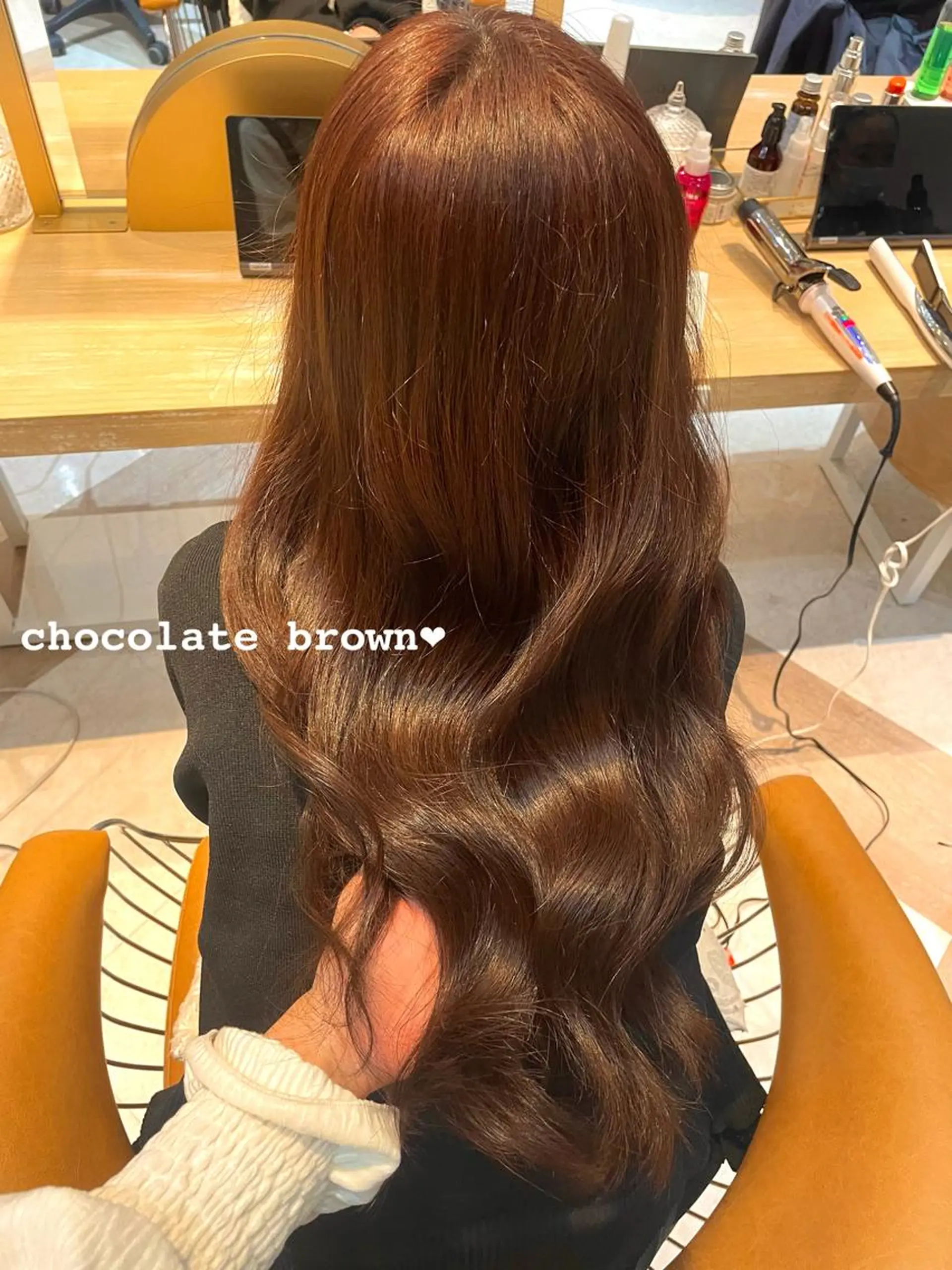 ロング チョコレートブラウン カット ヘアカラー トリートメント Kanami/韓国風 /艶カラーのヘアスタイル