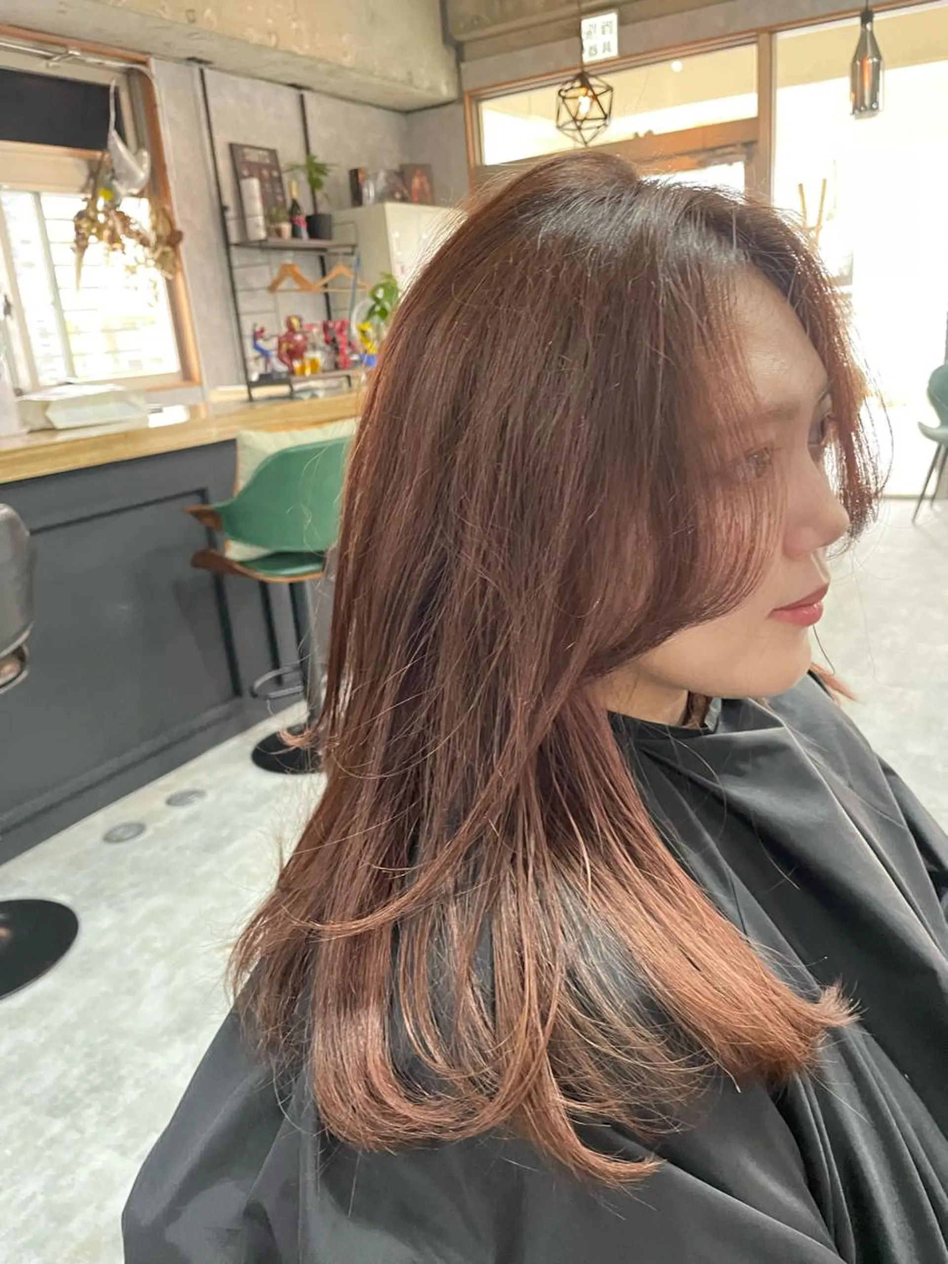 セミロング アッシュ 韓国風カラー ボブ ハイライト 韓国風ヘア andKおもろまち店 艶ダブルカラー✨のヘアスタイル