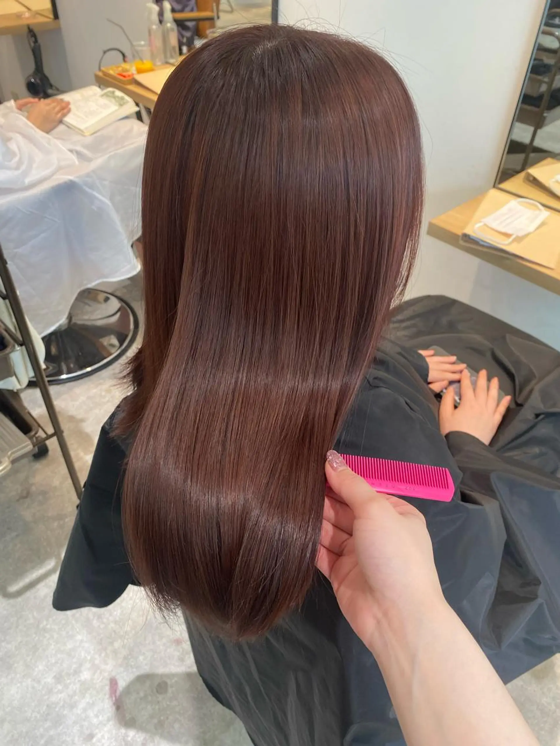 セミロング カラー ベージュカラー ピンクカラー ピンクベージュ オスズ 🎀´-のヘアスタイル