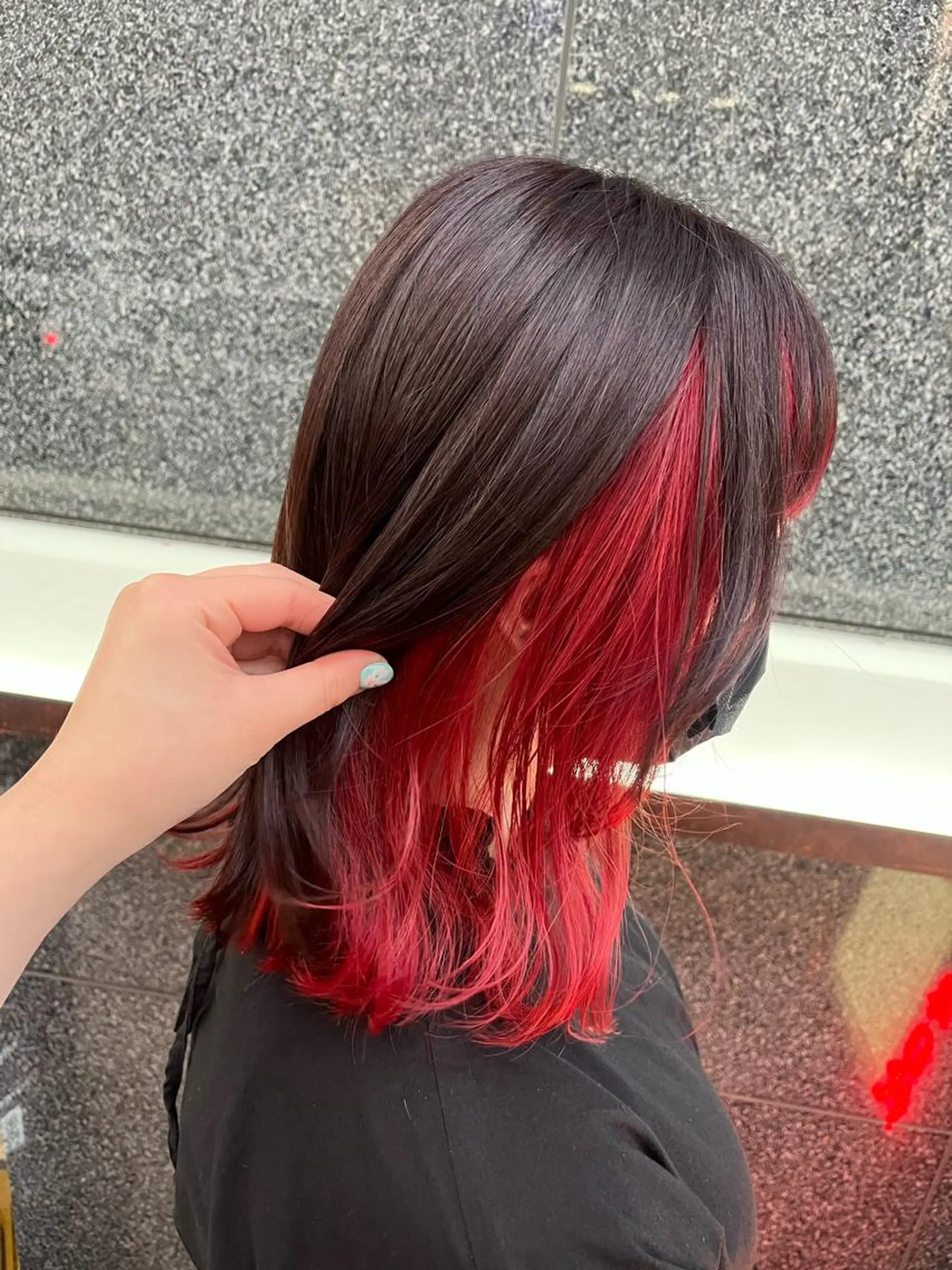 ミディアム カラー インナーカラー レッドカラー ヘアカラー トリートメント ヘアセット 韓国/インナーカラー 🍑YUI🍑のヘアスタイル