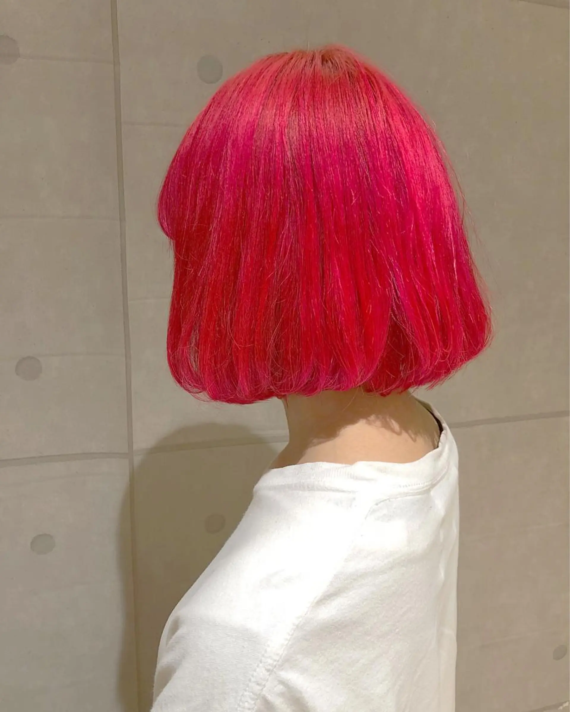 ミディアム カラー パーマ ヘアアレンジ レッドカラー ボブ ヘアカラー ハイトーン特化🤍 浦住のヘアスタイル