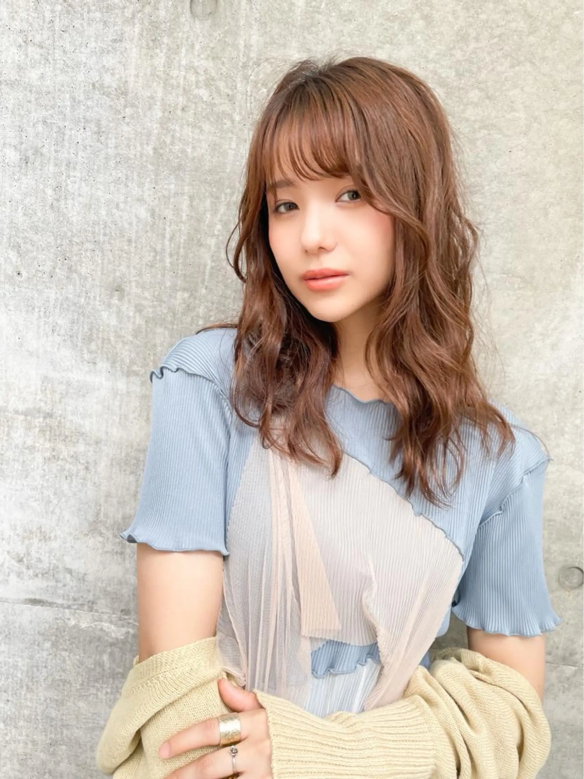 セミロング オレンジブラウン ヘアカラー トリートメント ヘアセット 金子 廉のヘアスタイル