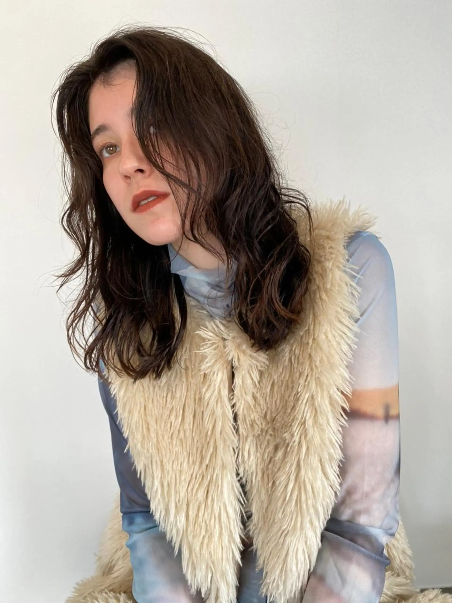 ミディアム カラー パーマ ミディアムパーマ アディクシーカラー ブリーチ ブロンド ブルーカラー カット ヘアカラー トリートメント CEINE PATHのヘアスタイル