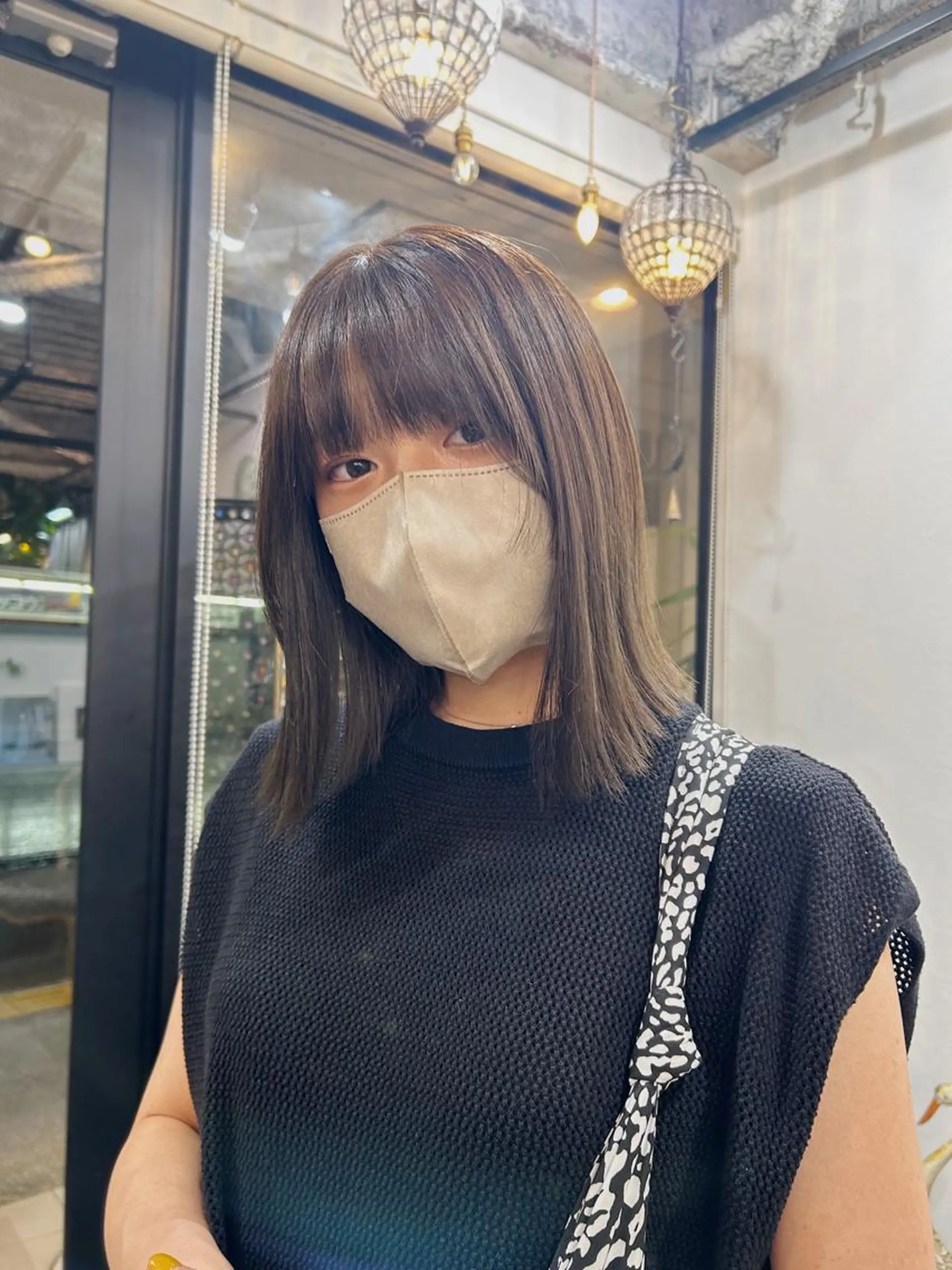 ミディアム カラー アッシュ ベージュカラー 木村 陽菜のヘアスタイル